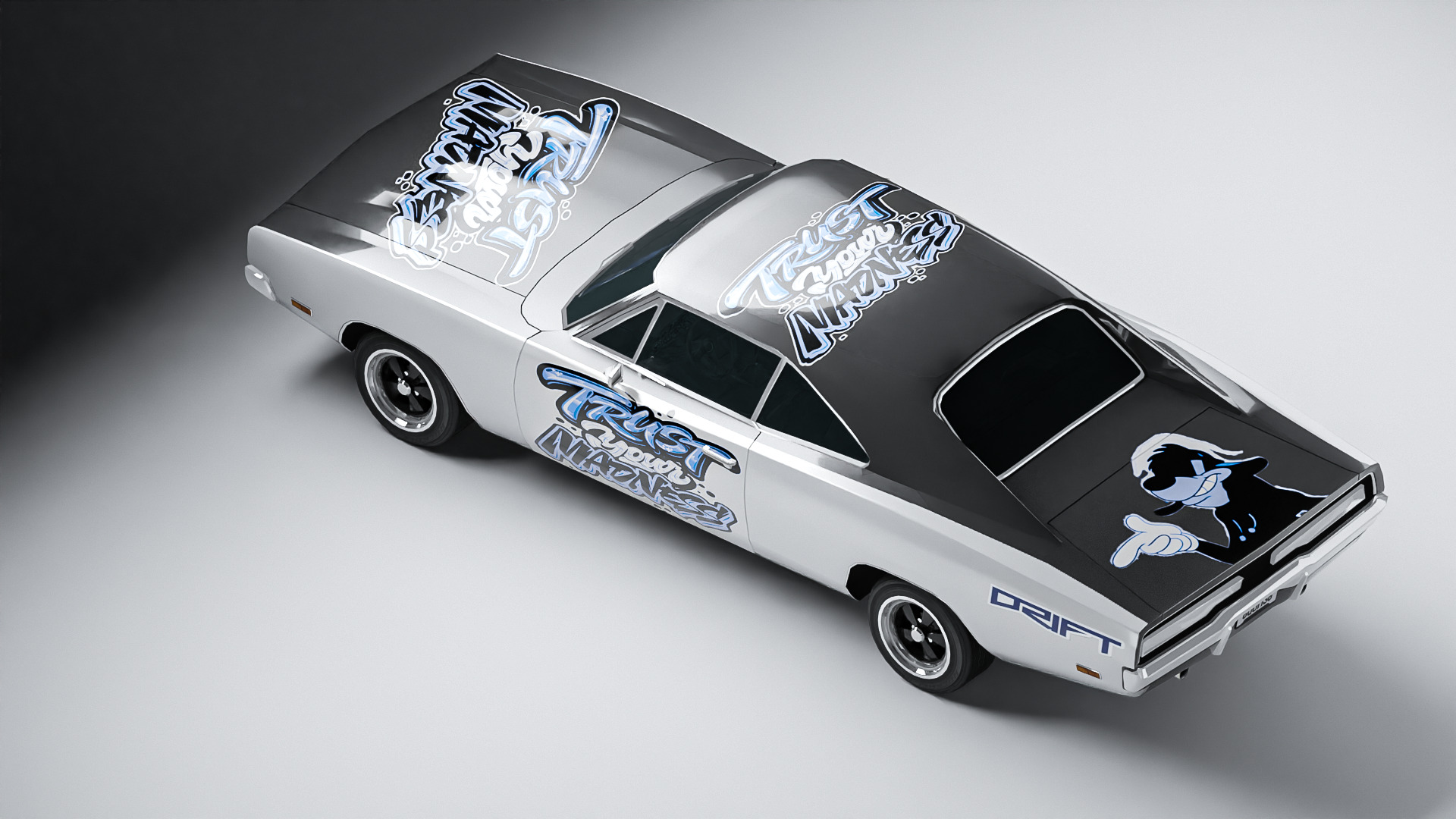 Low Poly Muscle Car with Custom Drift Livery Game Ready Asset Low-poly 3D model_2