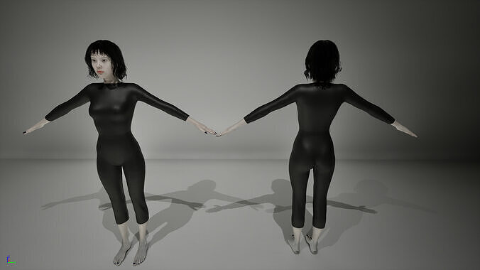 Creepy Realistic Young Woman  Rigged Game Ready  3D model
