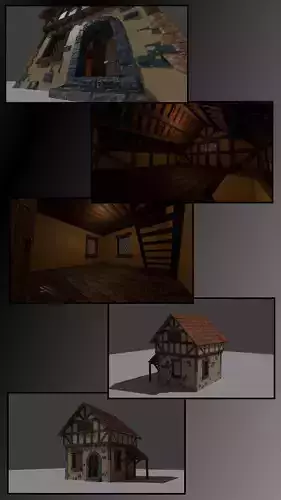 Medieval Stylized House  3D Game Asset with Full Interior