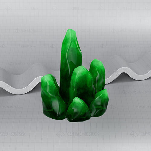 Green Cluster Low-poly 3D model
