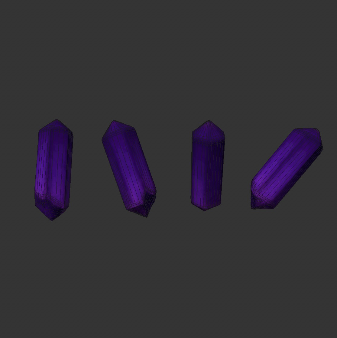 Violet Crystal Low-poly 3D model_1