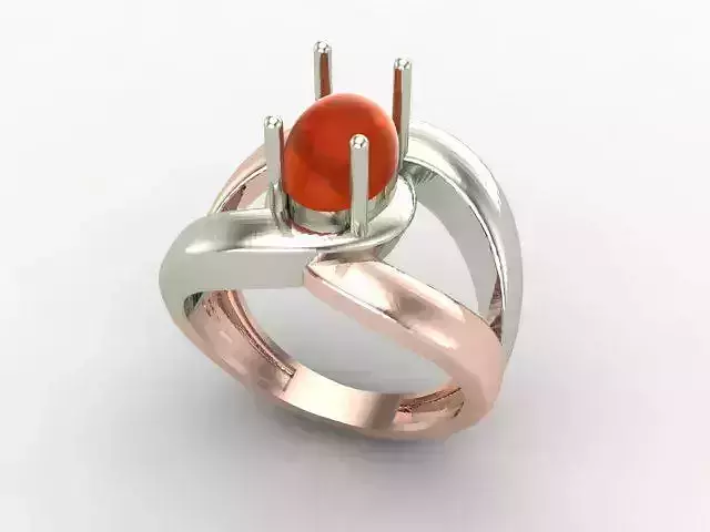 Two-piece ring with red opal 3D print model