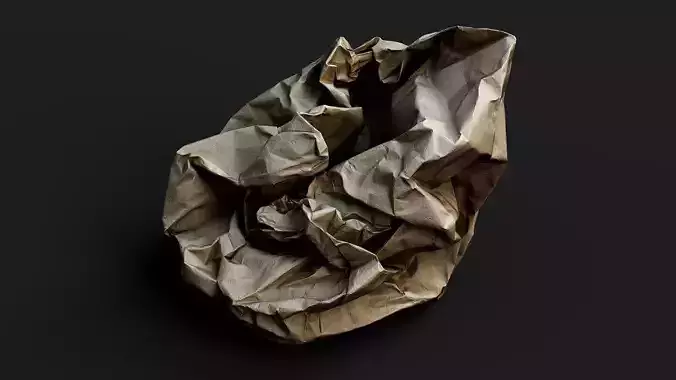 crumpled paper bag trash pt3 PBR photogrammetry
