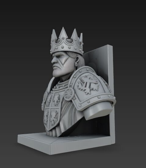 King Bust Bookend 3D Printable Decor 3D model_6