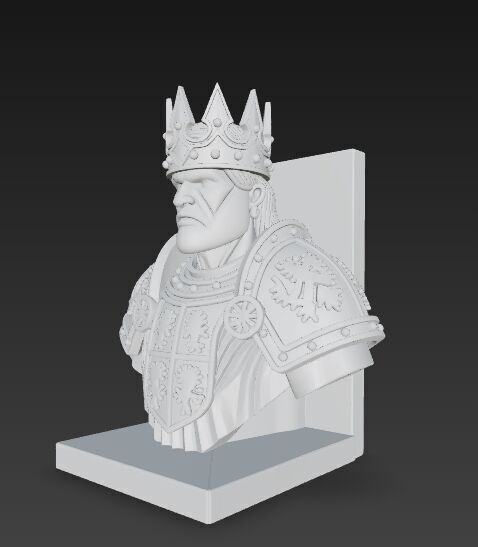 King Bust Bookend 3D Printable Decor 3D model_4