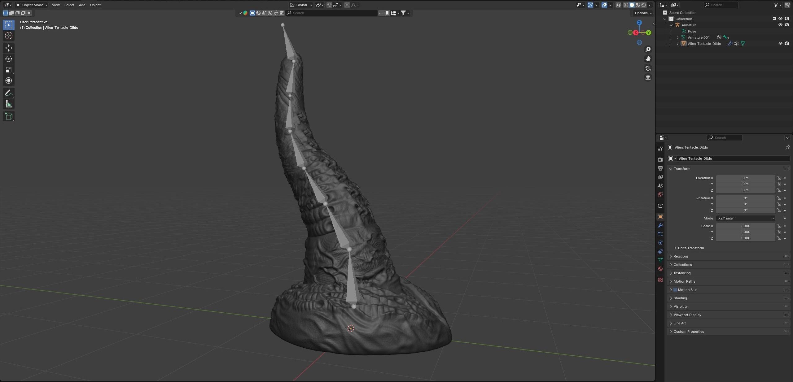 Alien Tentacle Toy Rigged Lowpoly and Highpoly Low-poly 3D model_3