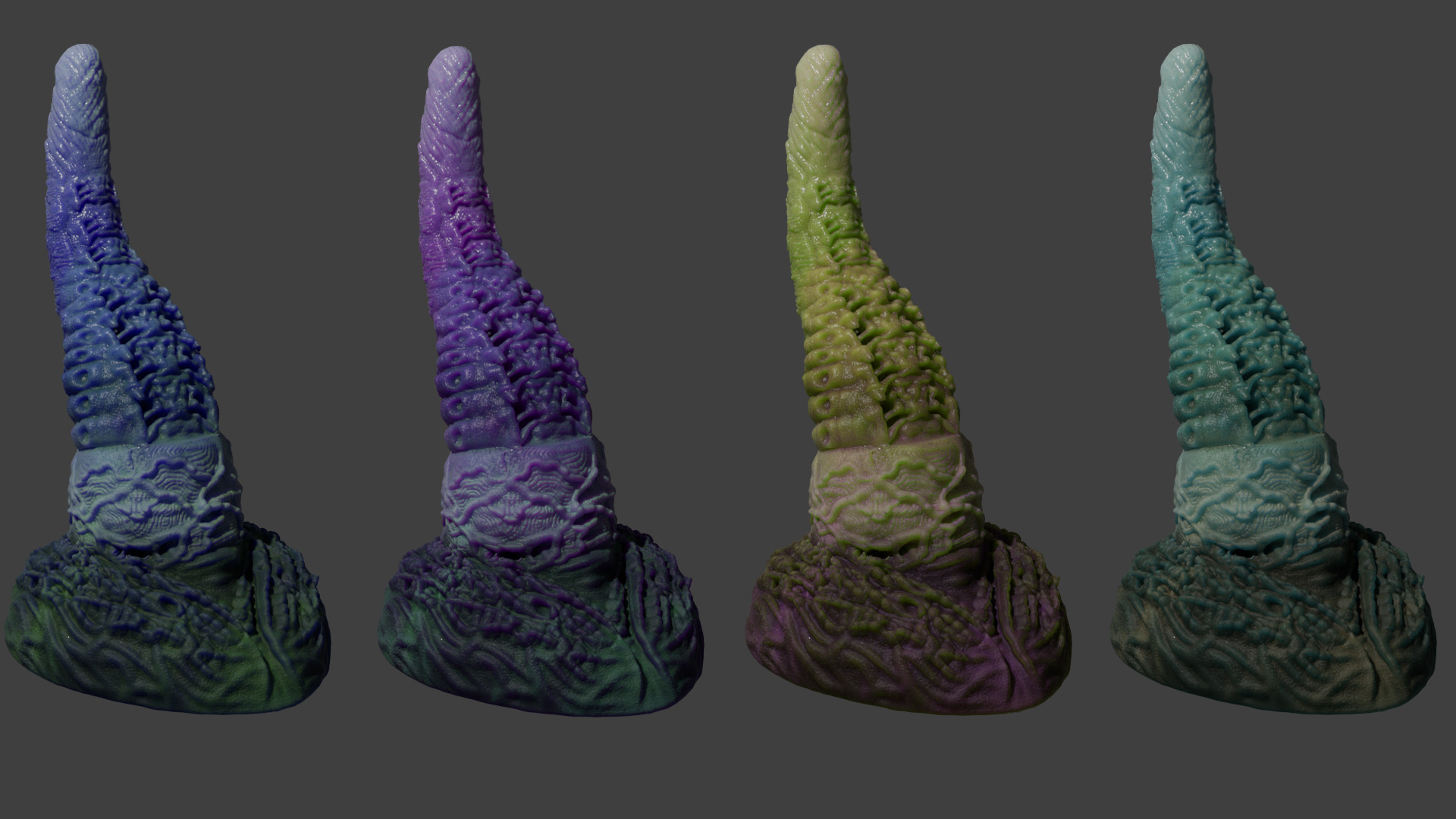 Alien Tentacle Toy Rigged Lowpoly and Highpoly Low-poly 3D model_4