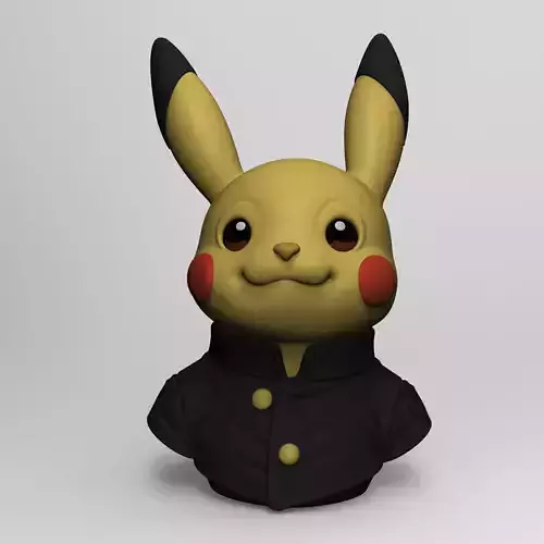 Pikachu Japanese School Uniform Bust STL 3MF Files 3D print model