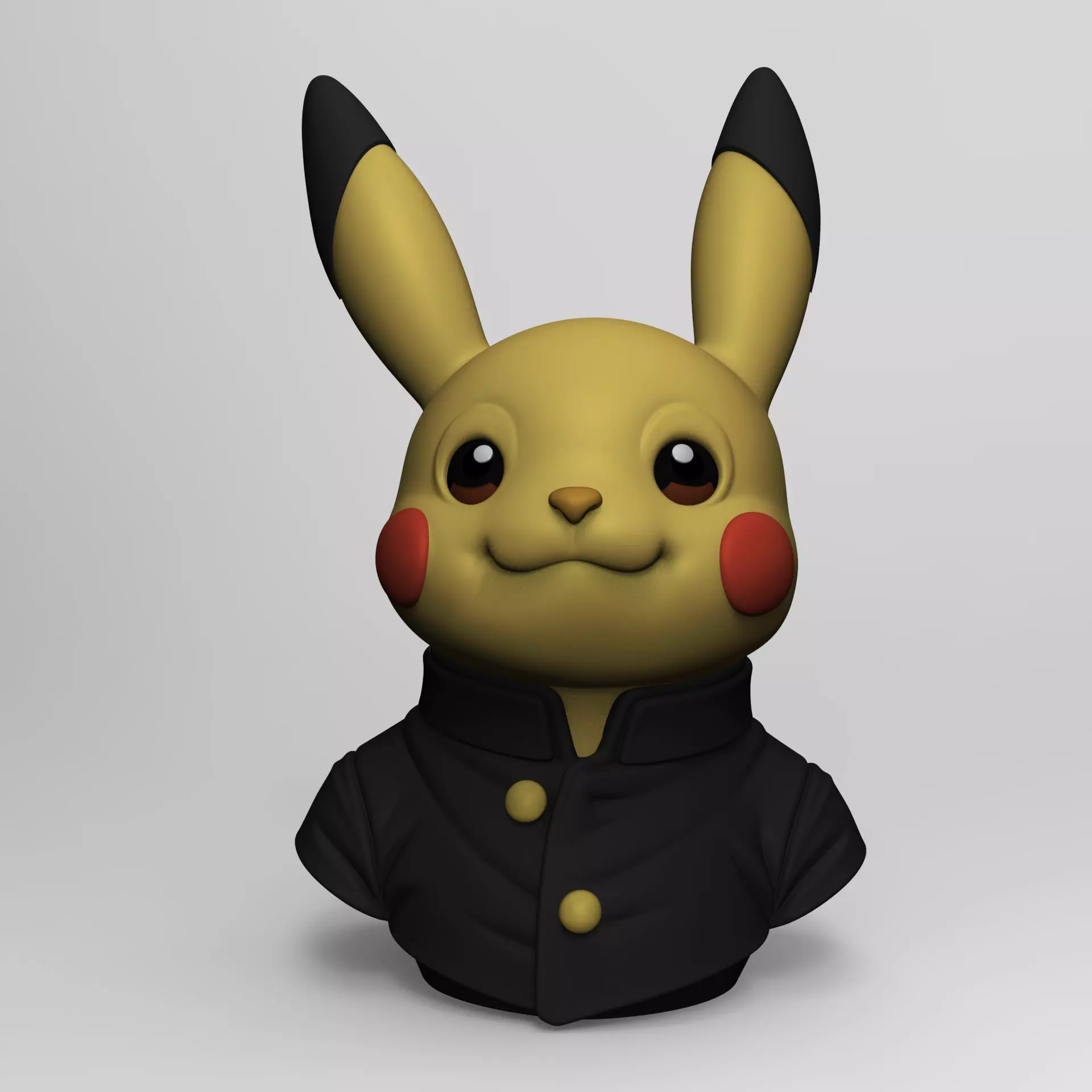 Pikachu Japanese School Uniform Bust STL 3MF Files 3D print model_0