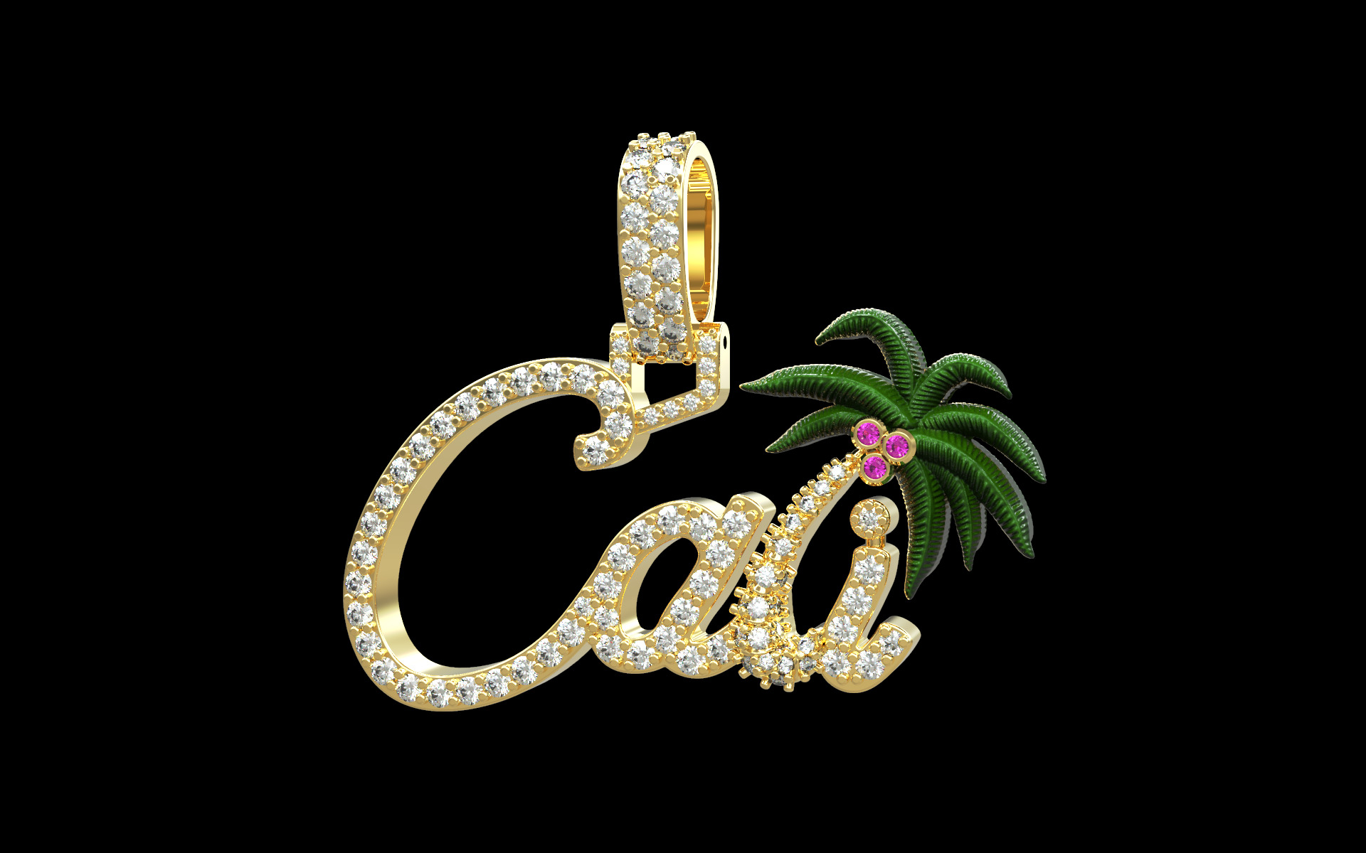 CALI PALM TREE PENDANT - 3D CAD Design  3D print model_7