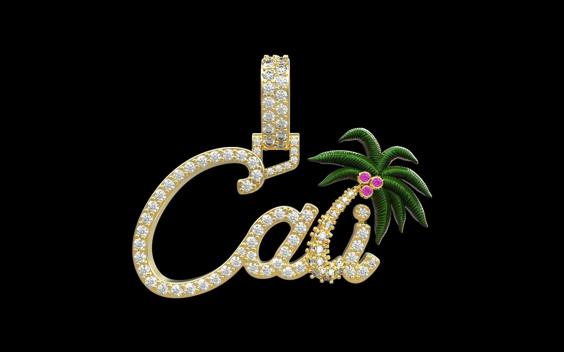 CALI PALM TREE PENDANT - 3D CAD Design  3D print model_1