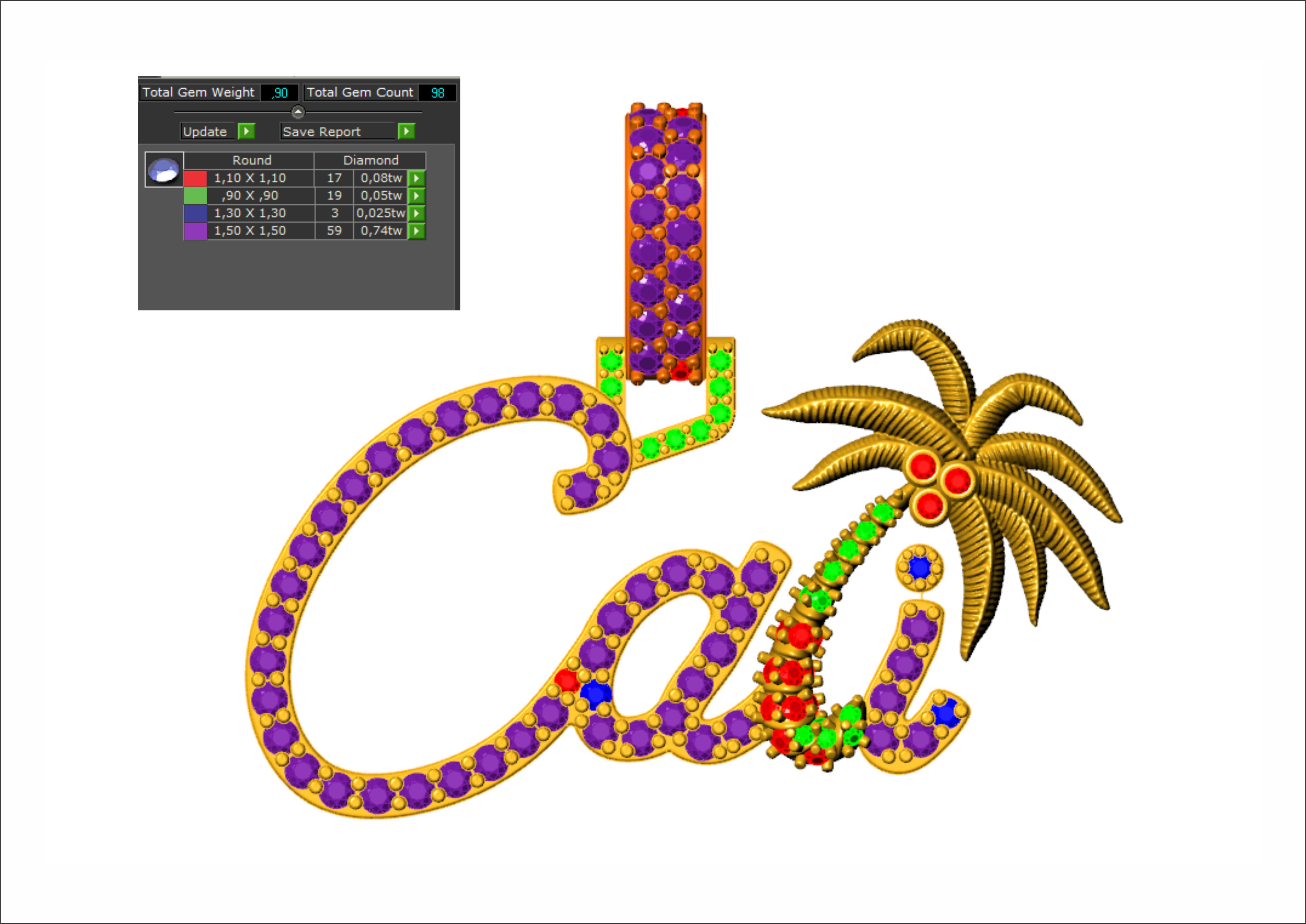 CALI PALM TREE PENDANT - 3D CAD Design  3D print model_2