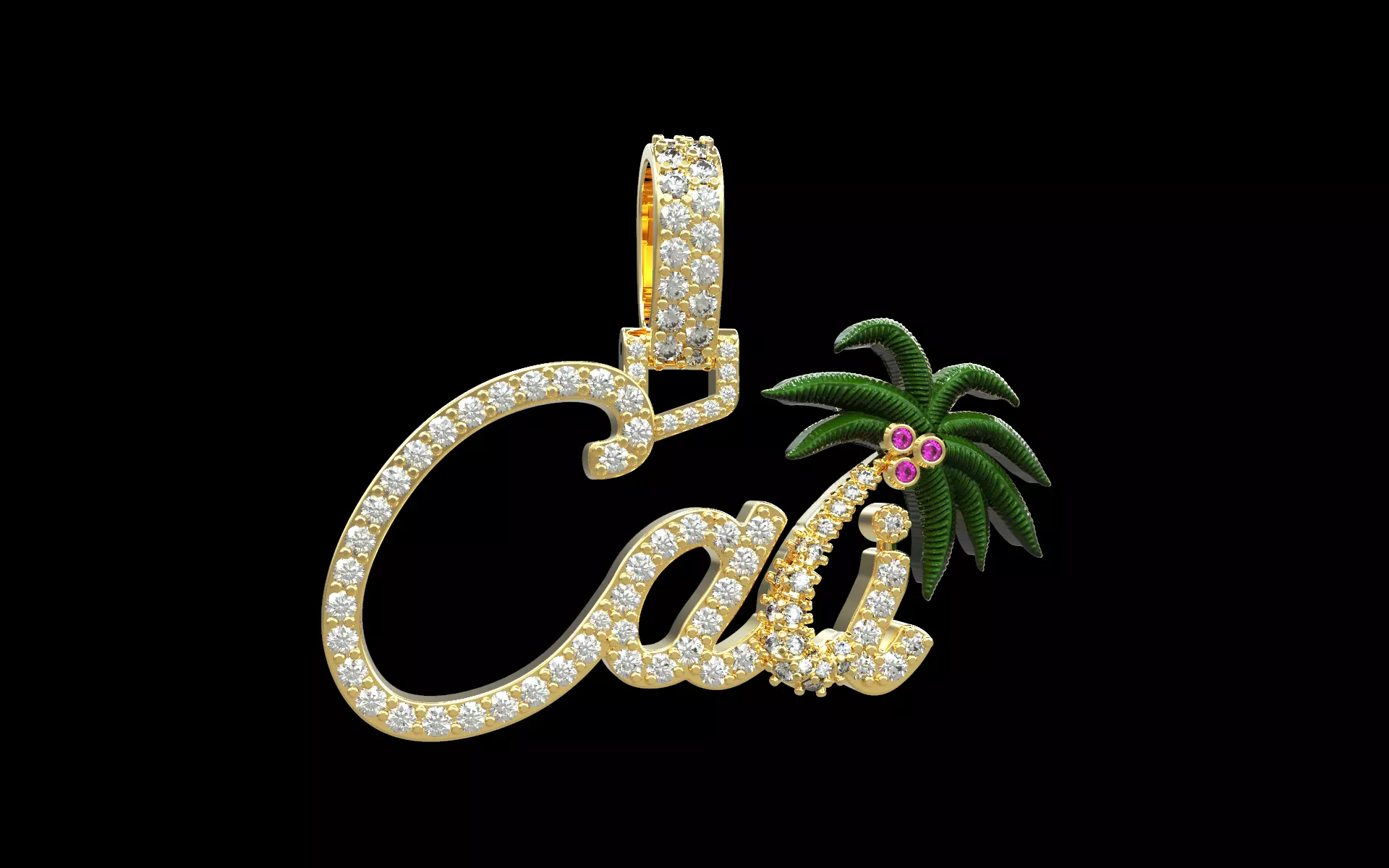 CALI PALM TREE PENDANT - 3D CAD Design  3D print model_0