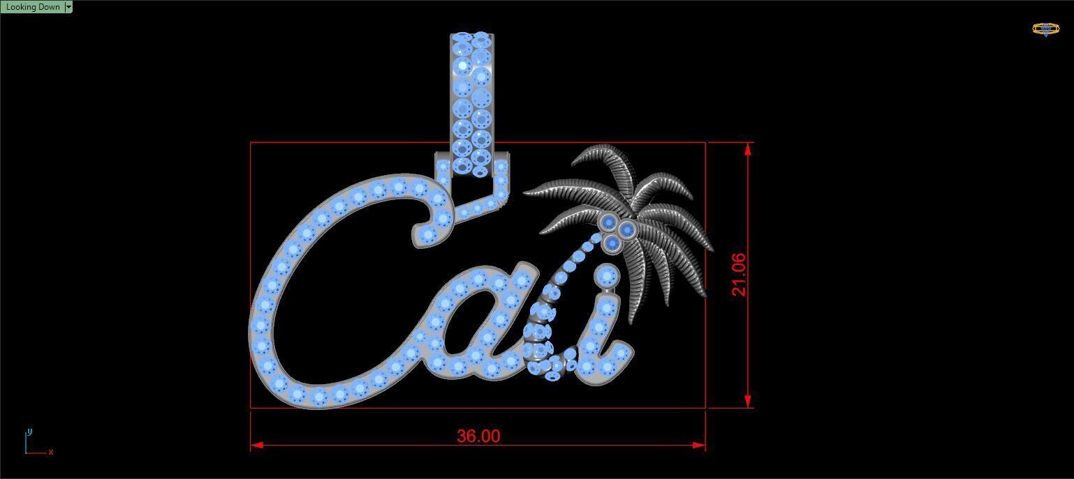 CALI PALM TREE PENDANT - 3D CAD Design  3D print model_3