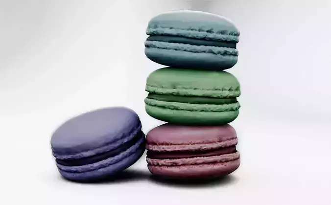 Realistic Chocolate Macarons 3D Model PBR Ready