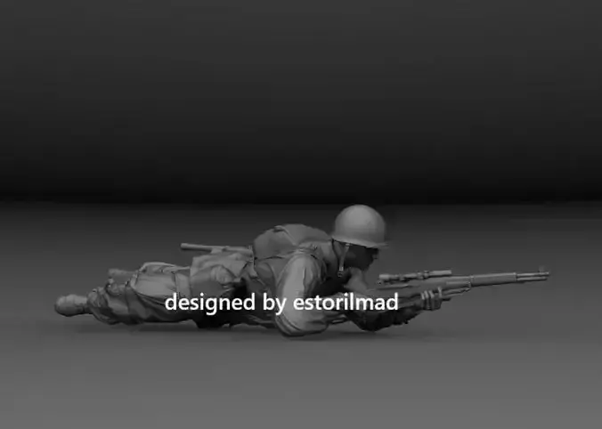 WW2 SOLDIER PARATROOPER SNIPER CROUCHING NORMANDY