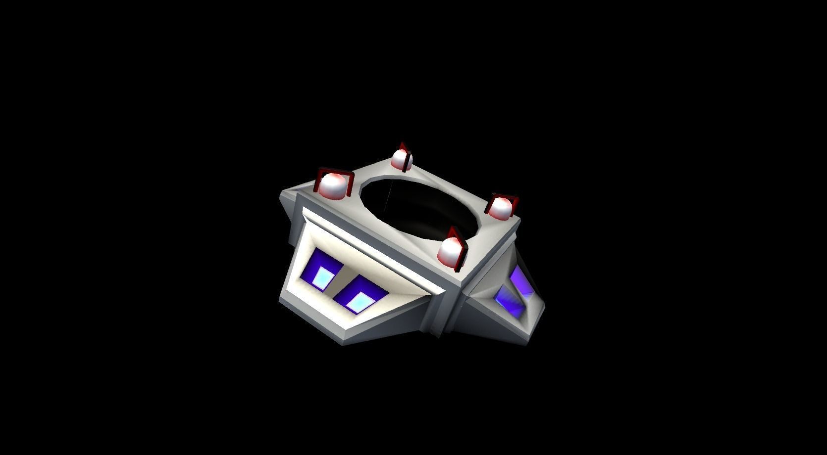 Spawner spaceship with lights Low-poly 3D model