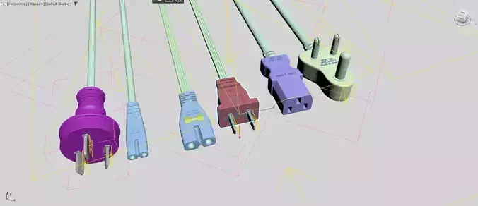 Multi Plugs 3d model  Cable with male and female 3D model 