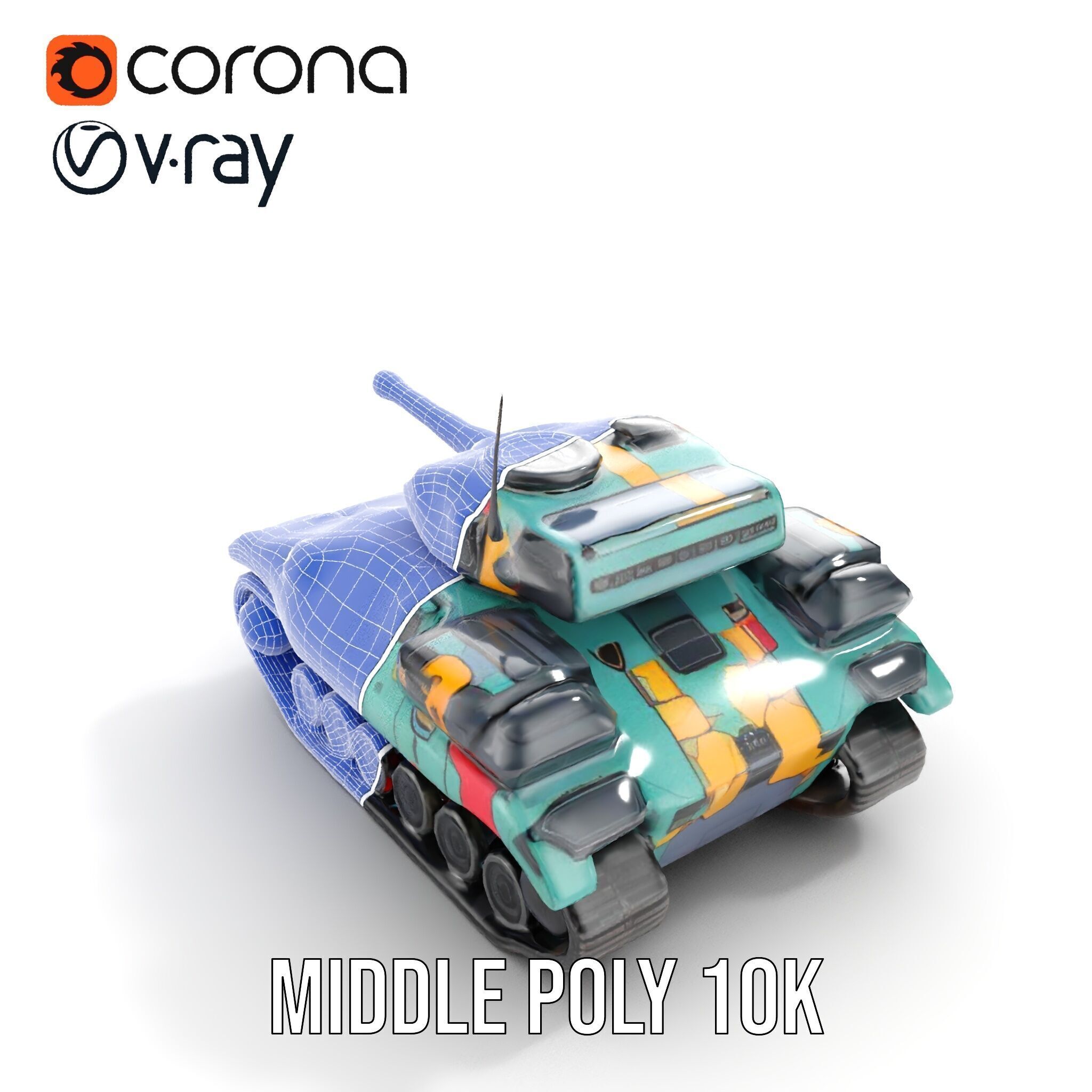 Colorful Camouflage Tank model pack for realistic simulation Low-poly 3D model_23