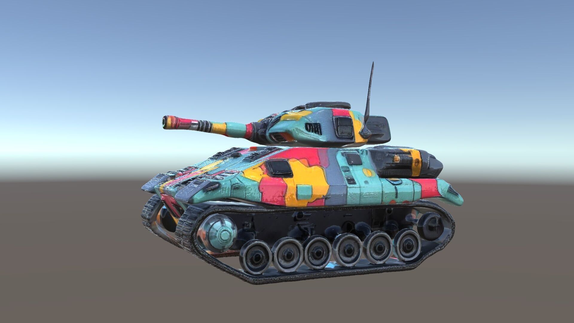 Colorful Camouflage Tank model pack for realistic simulation Low-poly 3D model_6