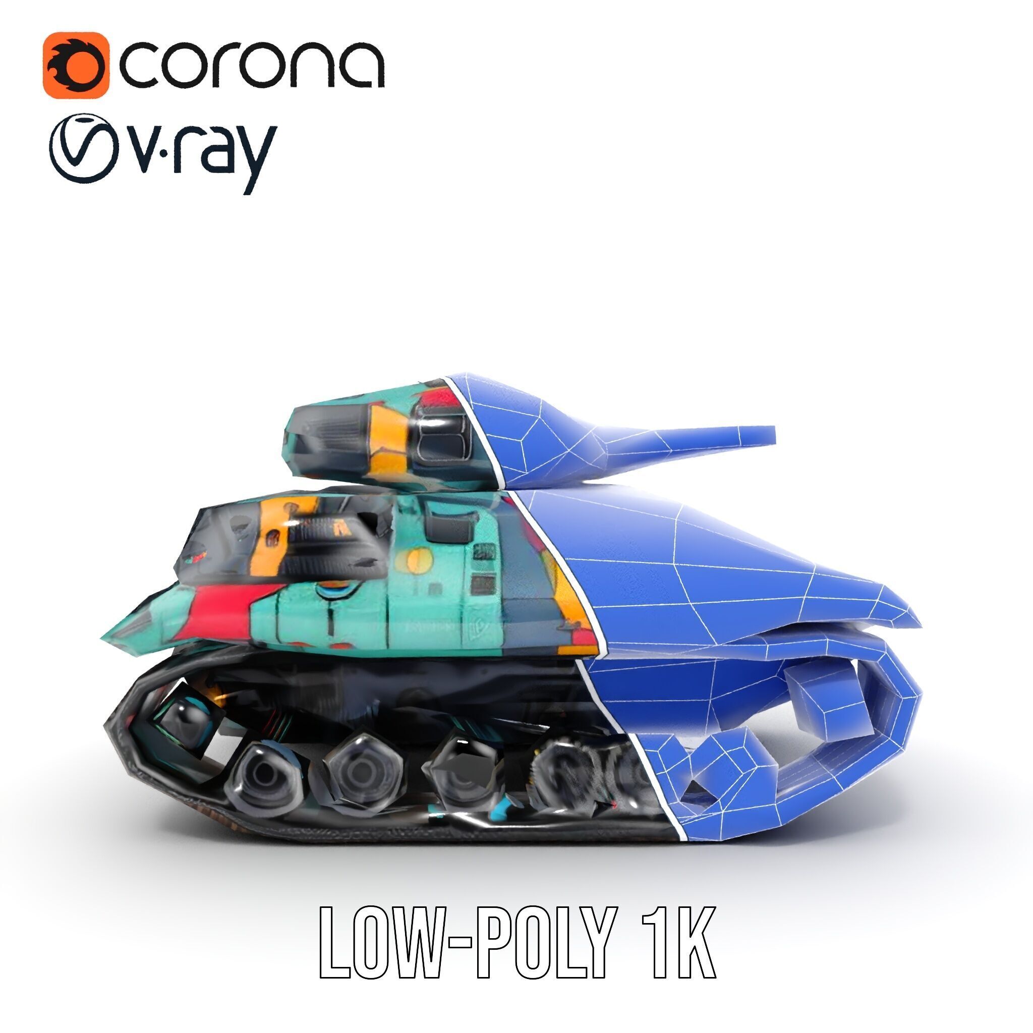 Colorful Camouflage Tank model pack for realistic simulation Low-poly 3D model_32