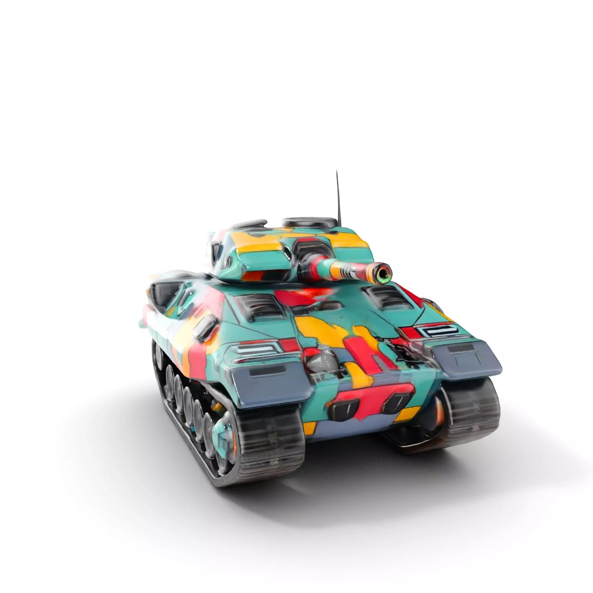Colorful Camouflage Tank model pack for realistic simulation Low-poly 3D model_0