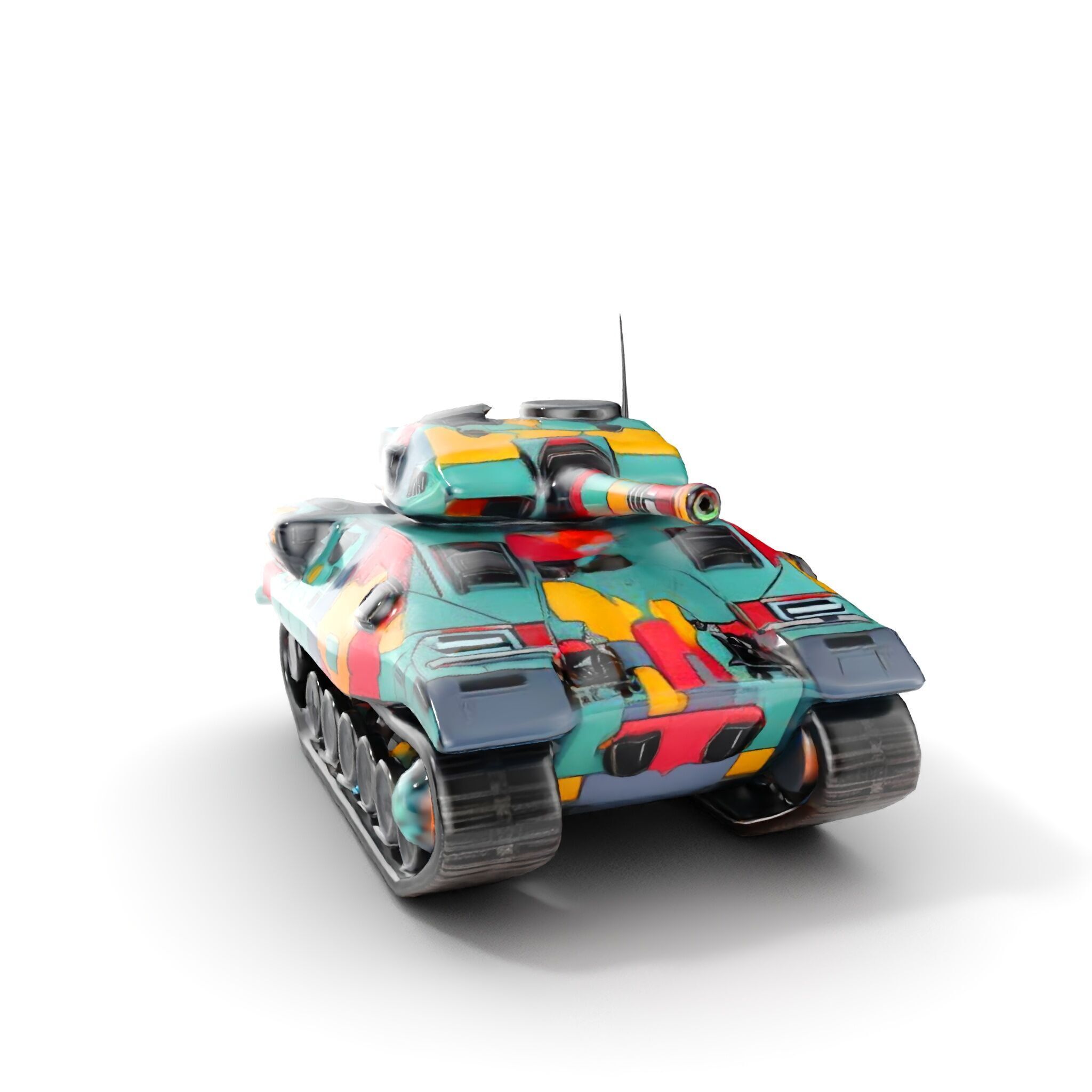 Colorful Camouflage Tank model pack for realistic simulation Low-poly 3D model_7