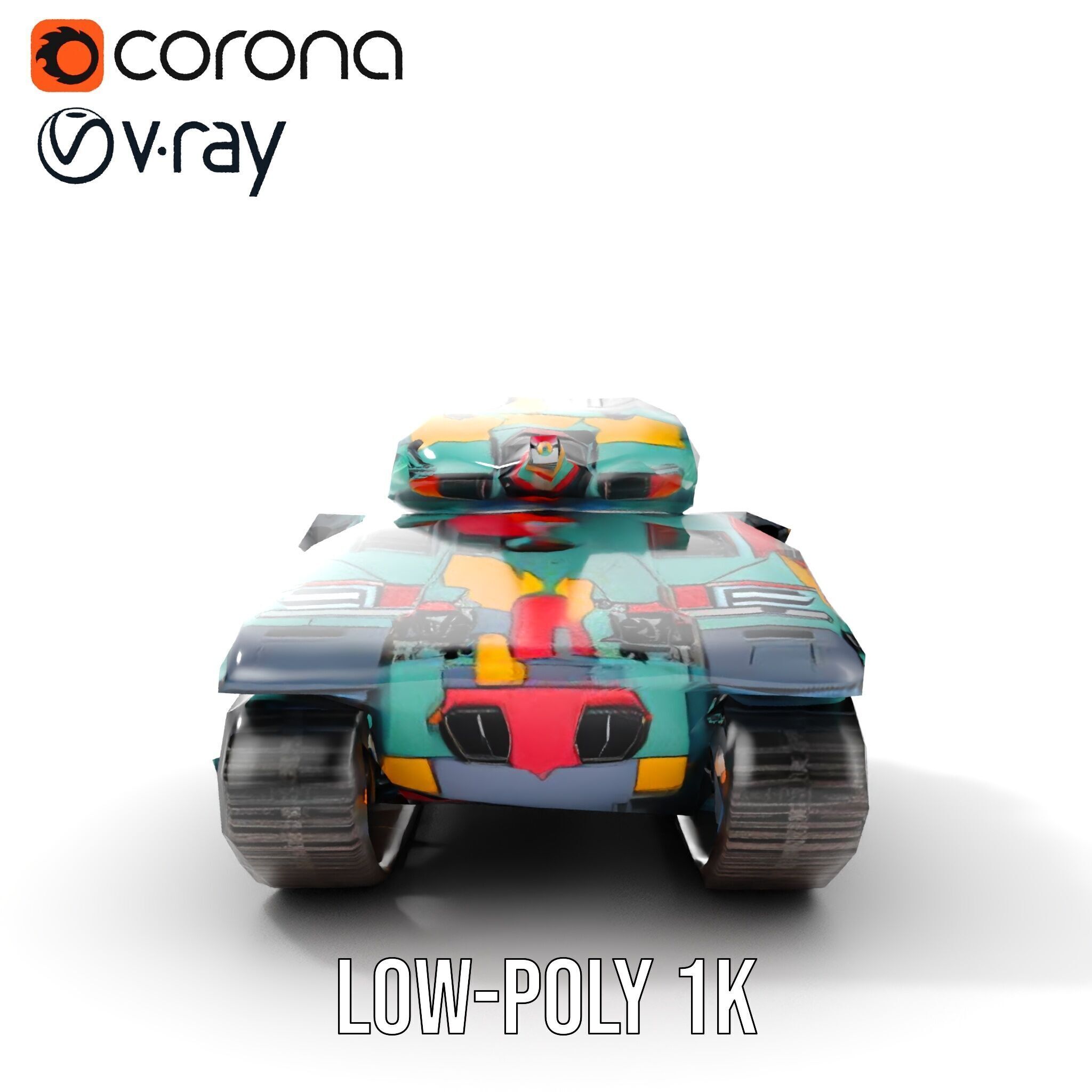 Colorful Camouflage Tank model pack for realistic simulation Low-poly 3D model_11