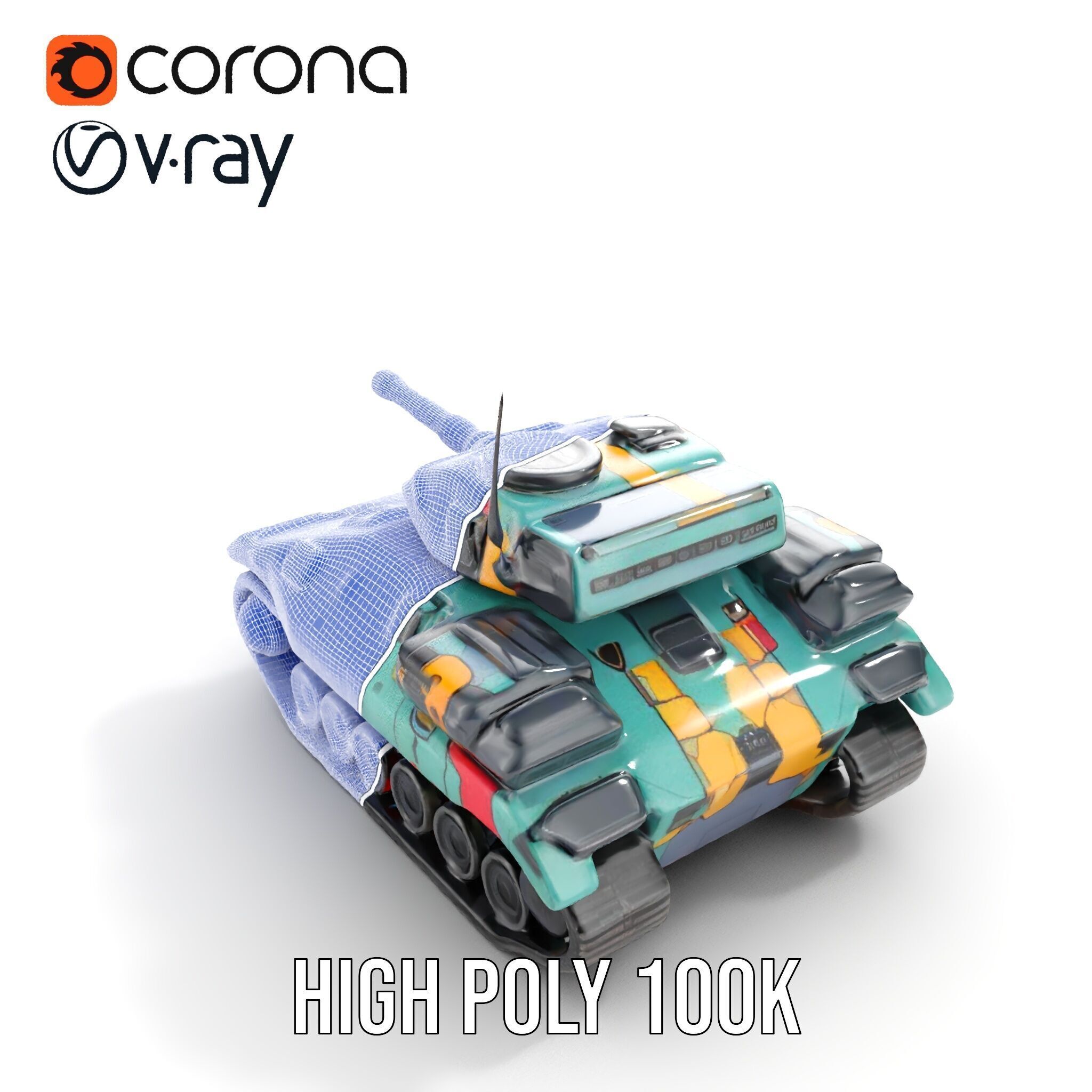 Colorful Camouflage Tank model pack for realistic simulation Low-poly 3D model_37