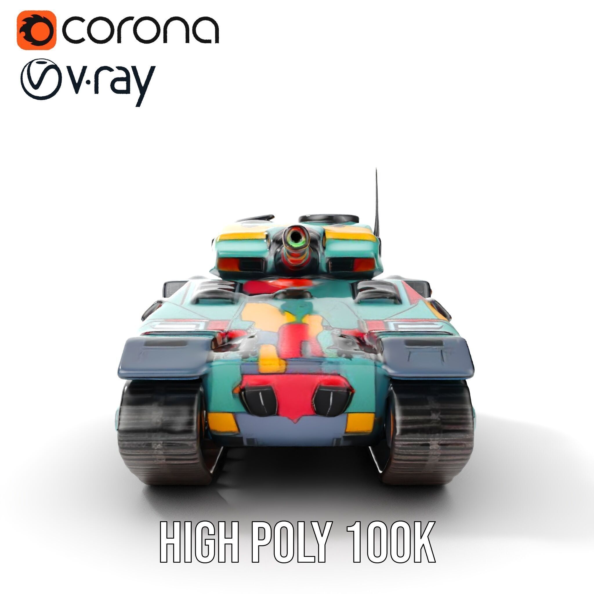 Colorful Camouflage Tank model pack for realistic simulation Low-poly 3D model_33