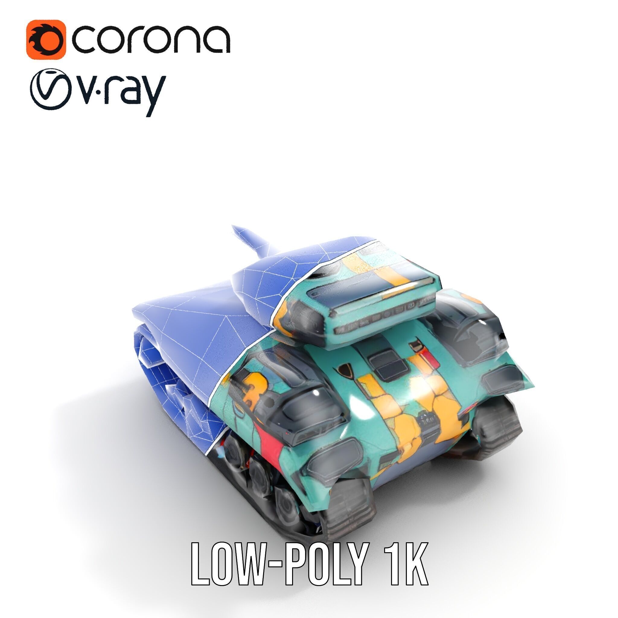 Colorful Camouflage Tank model pack for realistic simulation Low-poly 3D model_21