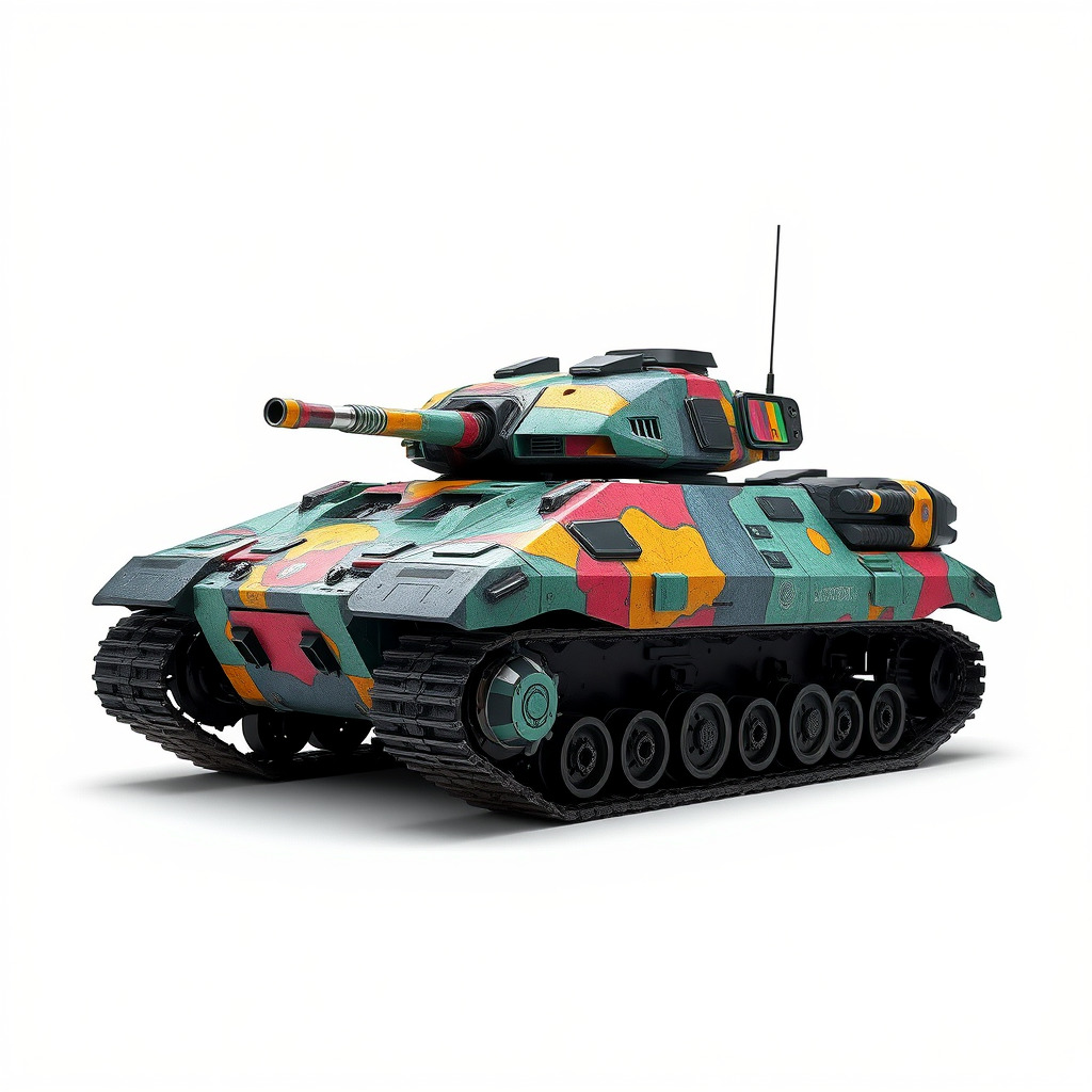 Colorful Camouflage Tank model pack for realistic simulation Low-poly 3D model_3