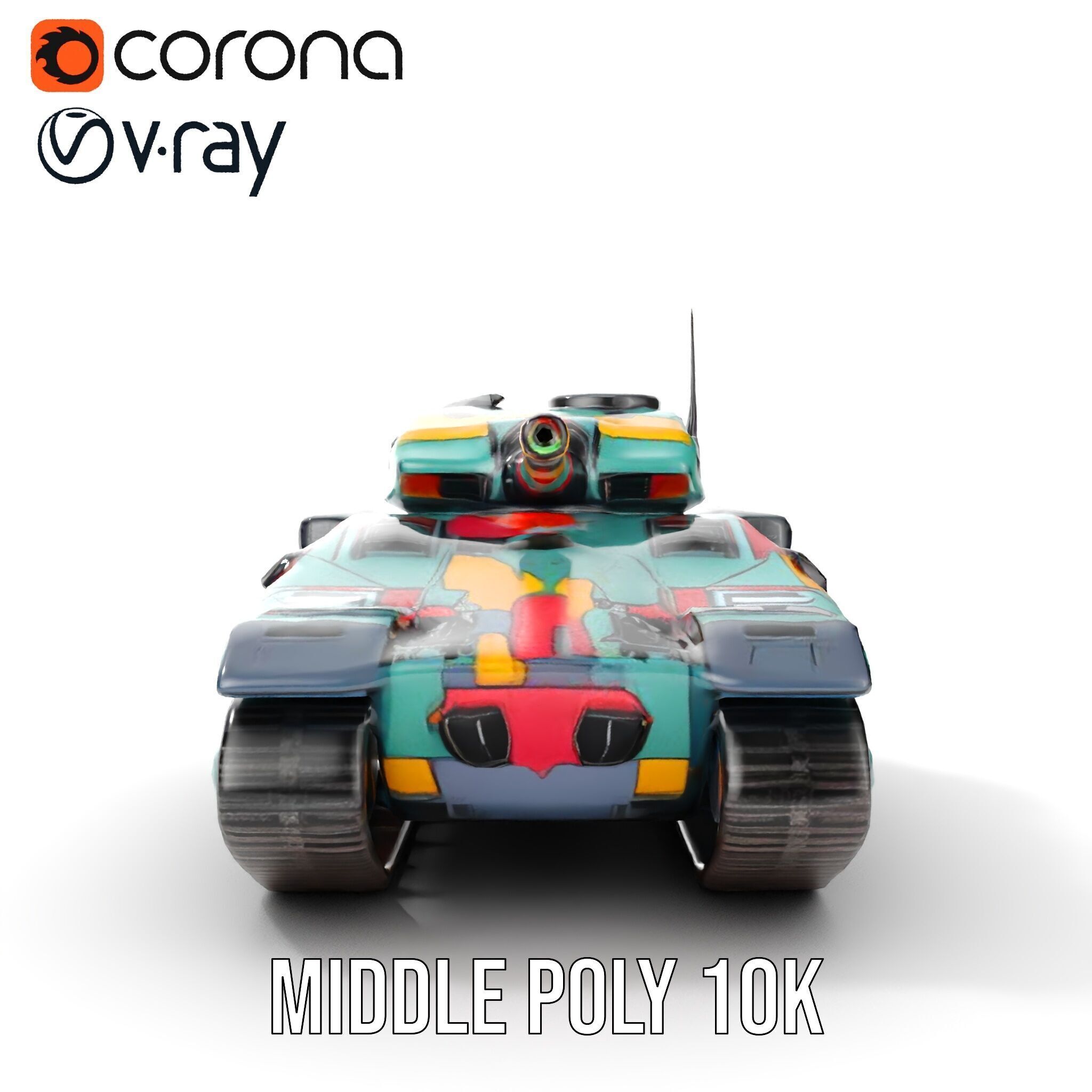 Colorful Camouflage Tank model pack for realistic simulation Low-poly 3D model_10