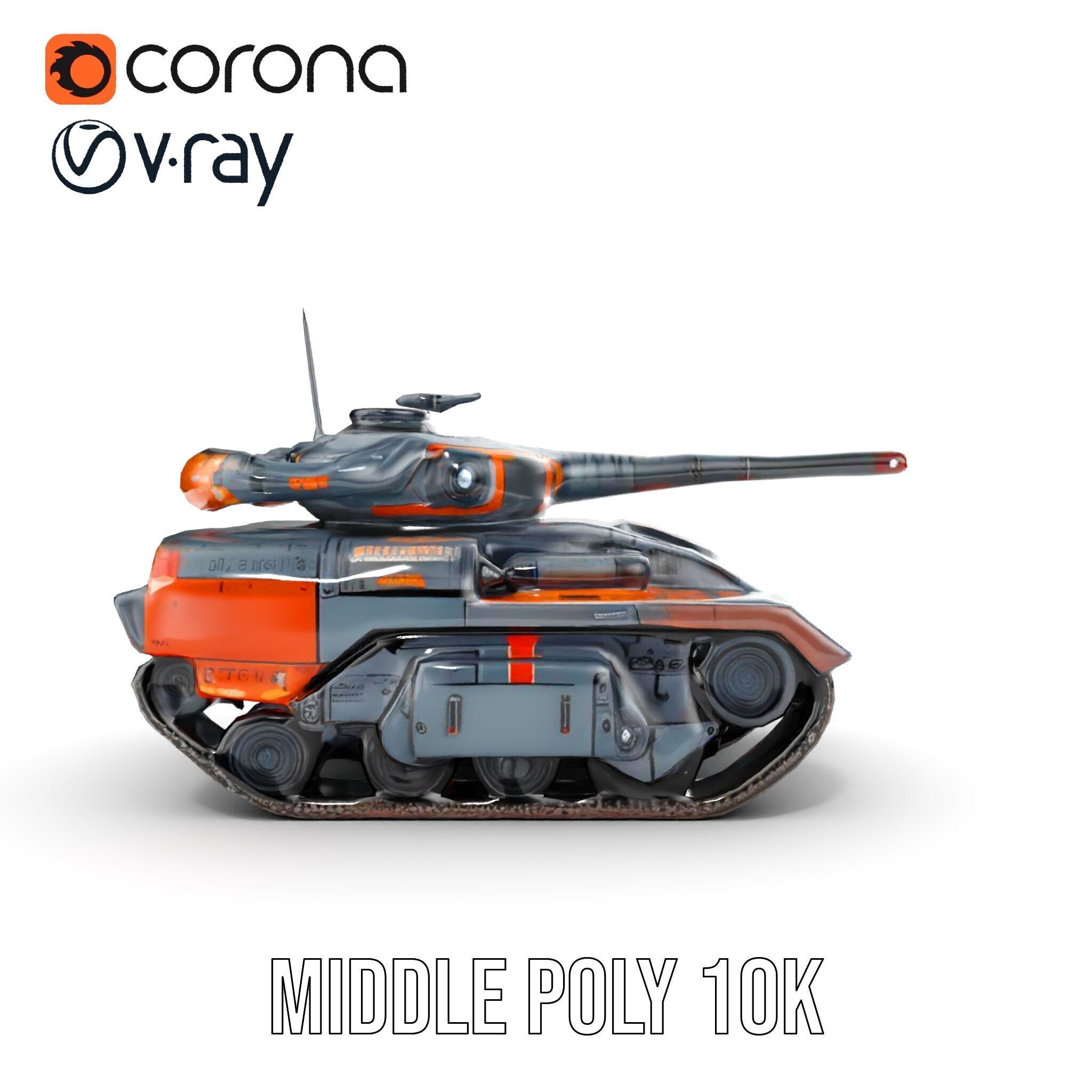 Futuristic Tank Model Pack with Advanced Textures and Detail Low-poly 3D model_27
