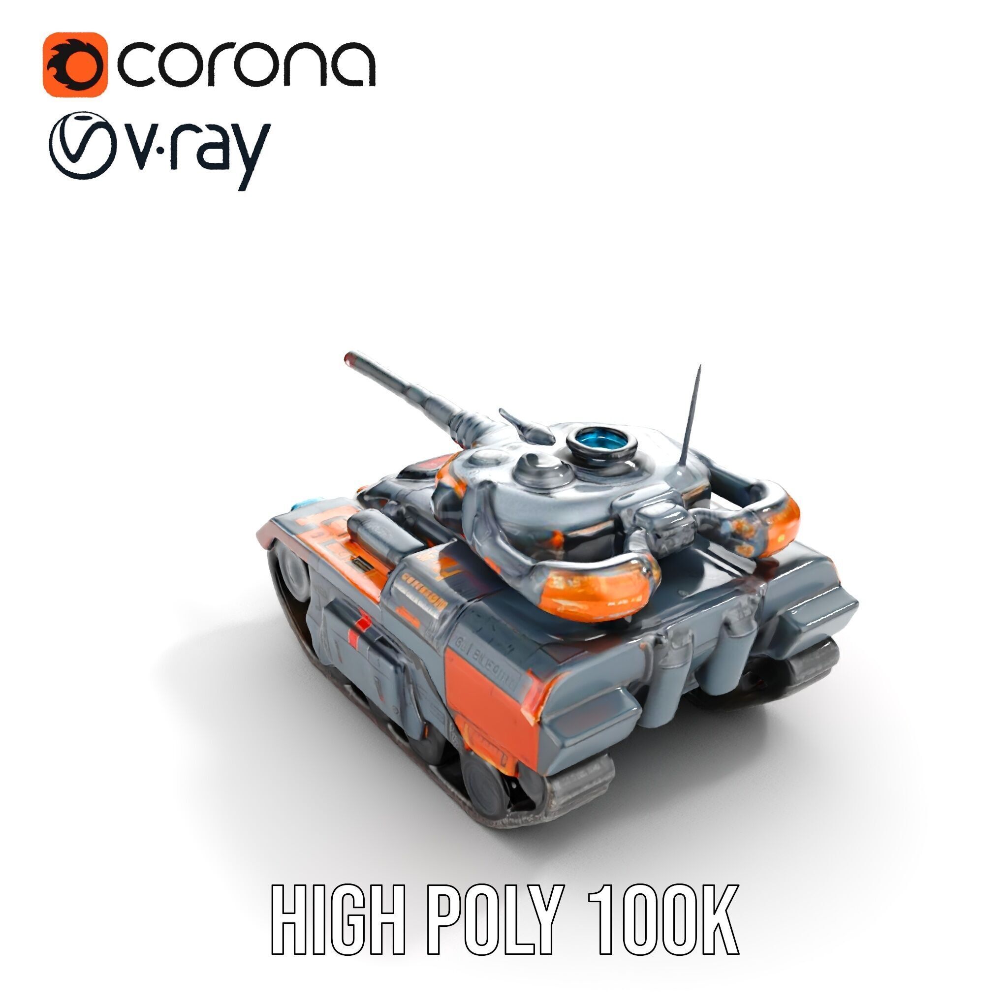 Futuristic Tank Model Pack with Advanced Textures and Detail Low-poly 3D model_26