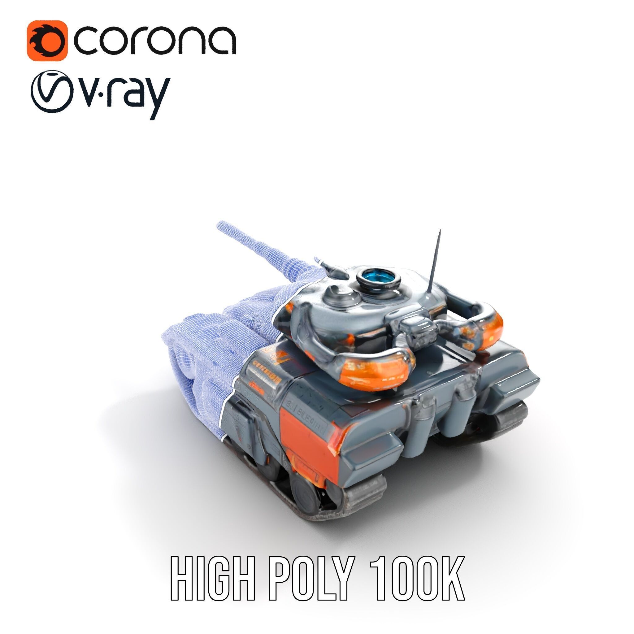 Futuristic Tank Model Pack with Advanced Textures and Detail Low-poly 3D model_38