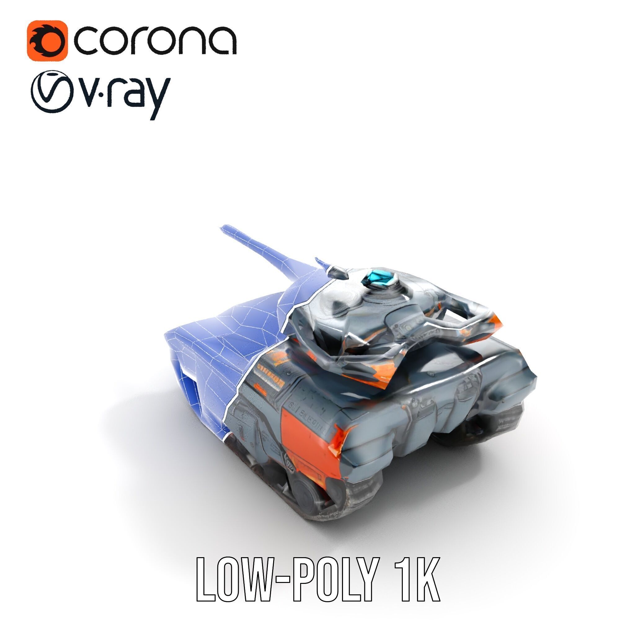 Futuristic Tank Model Pack with Advanced Textures and Detail Low-poly 3D model_25