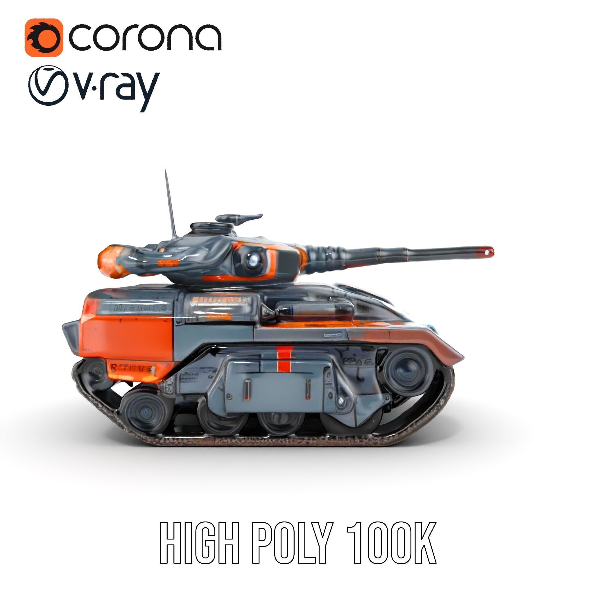 Futuristic Tank Model Pack with Advanced Textures and Detail Low-poly 3D model_20