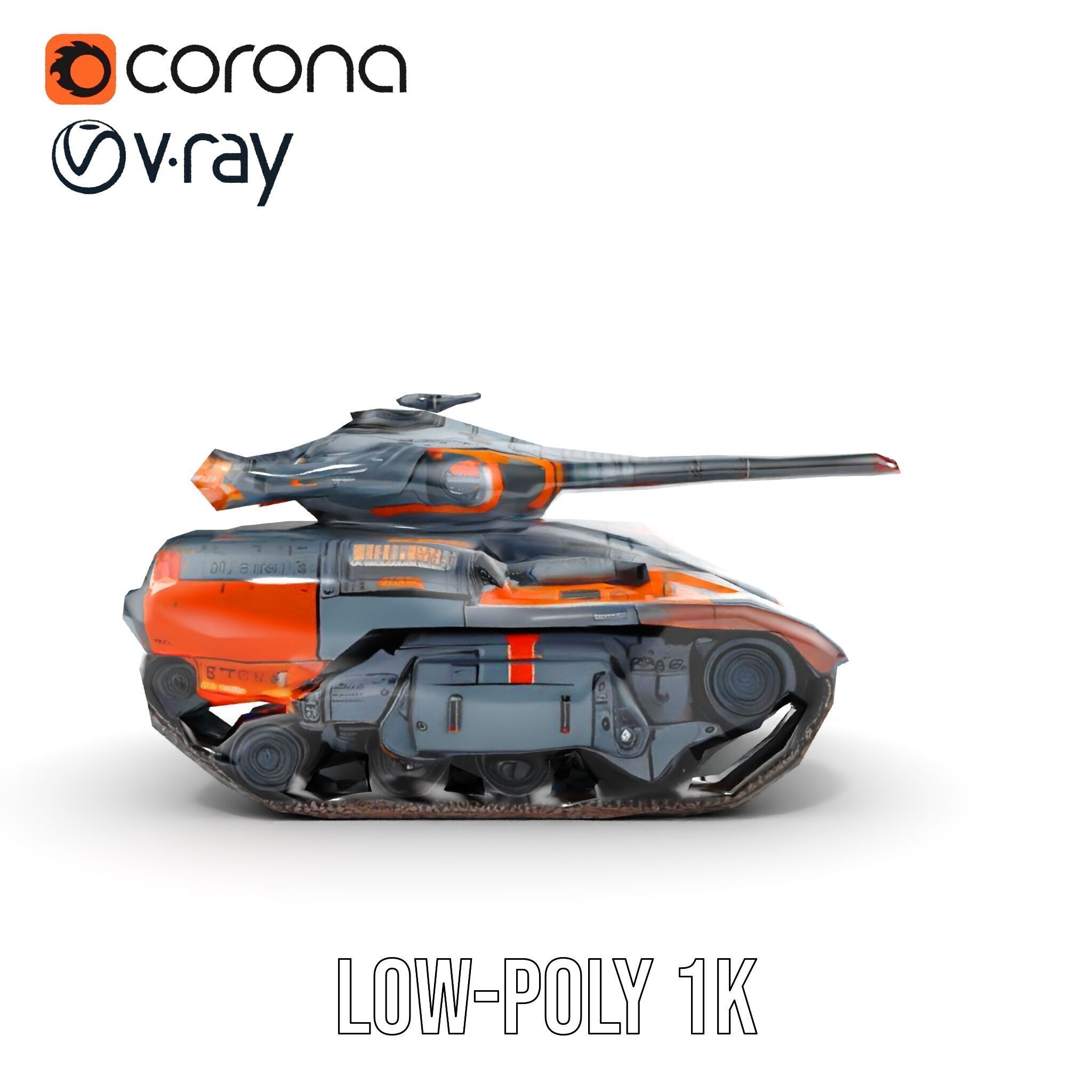 Futuristic Tank Model Pack with Advanced Textures and Detail Low-poly 3D model_30