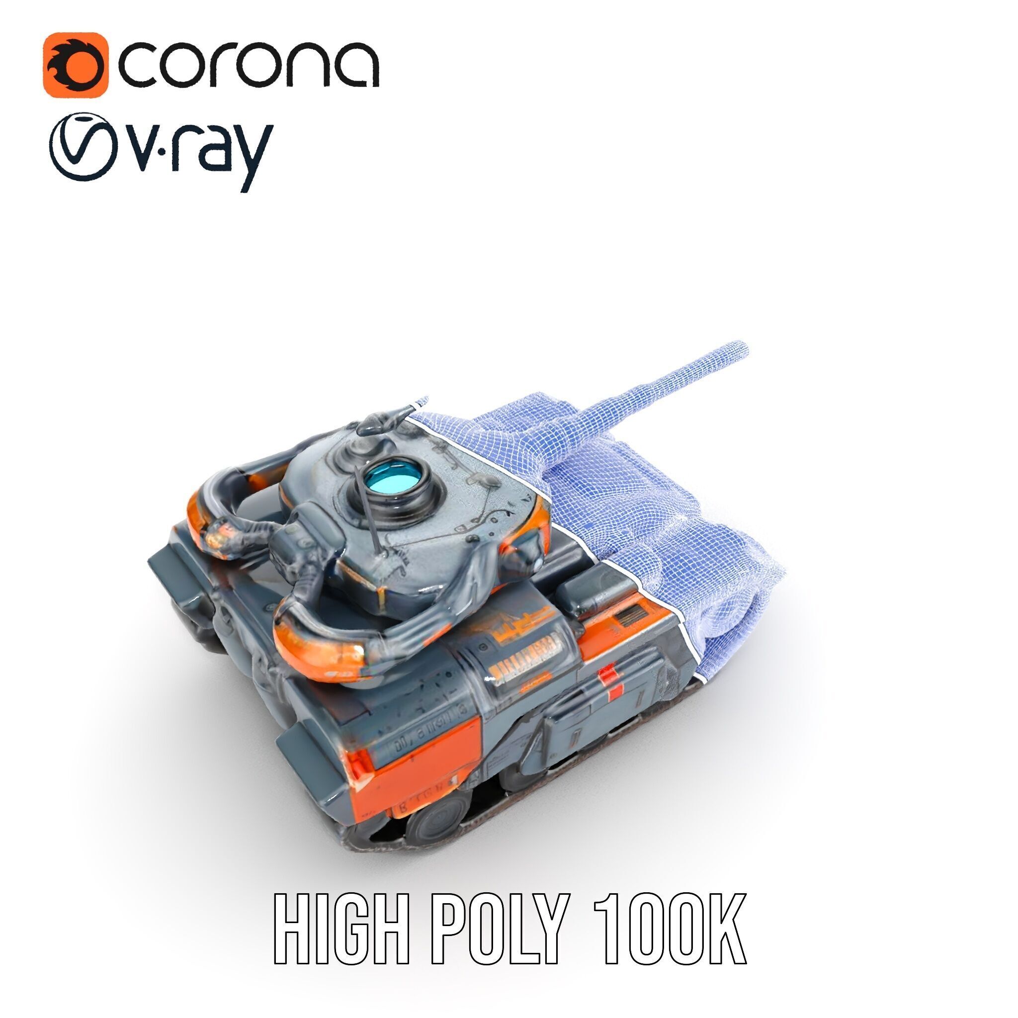 Futuristic Tank Model Pack with Advanced Textures and Detail Low-poly 3D model_36