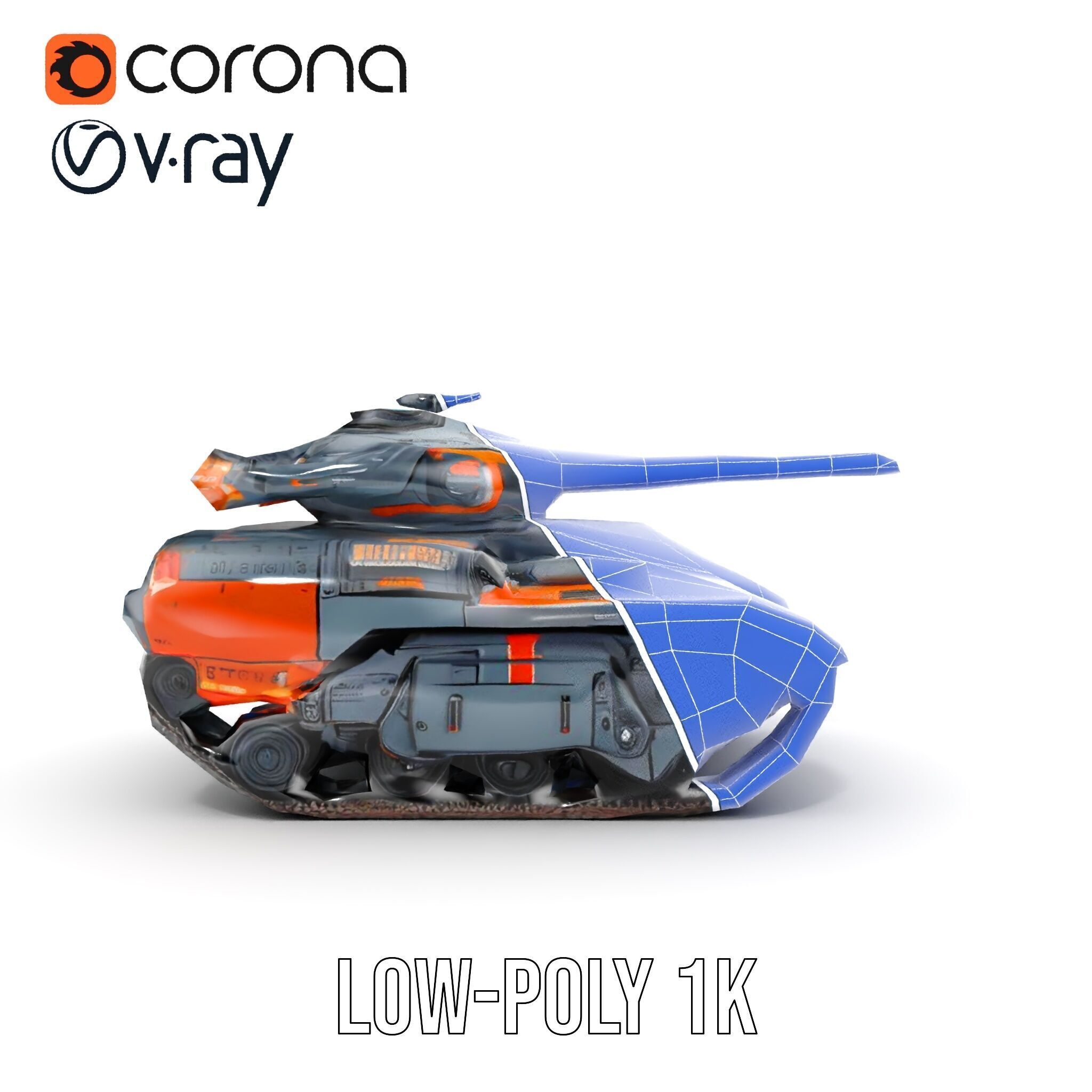 Futuristic Tank Model Pack with Advanced Textures and Detail Low-poly 3D model_28
