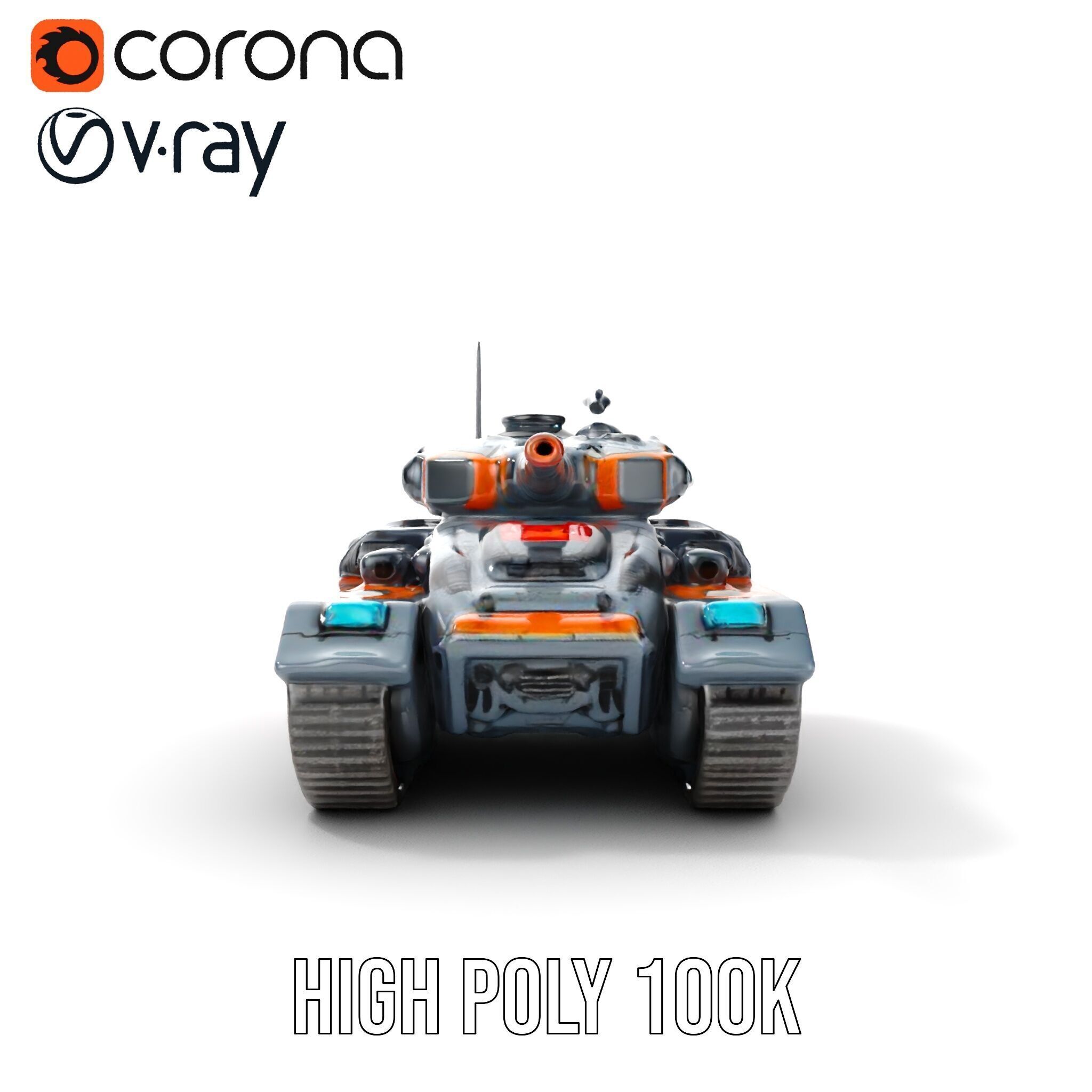 Futuristic Tank Model Pack with Advanced Textures and Detail Low-poly 3D model_23