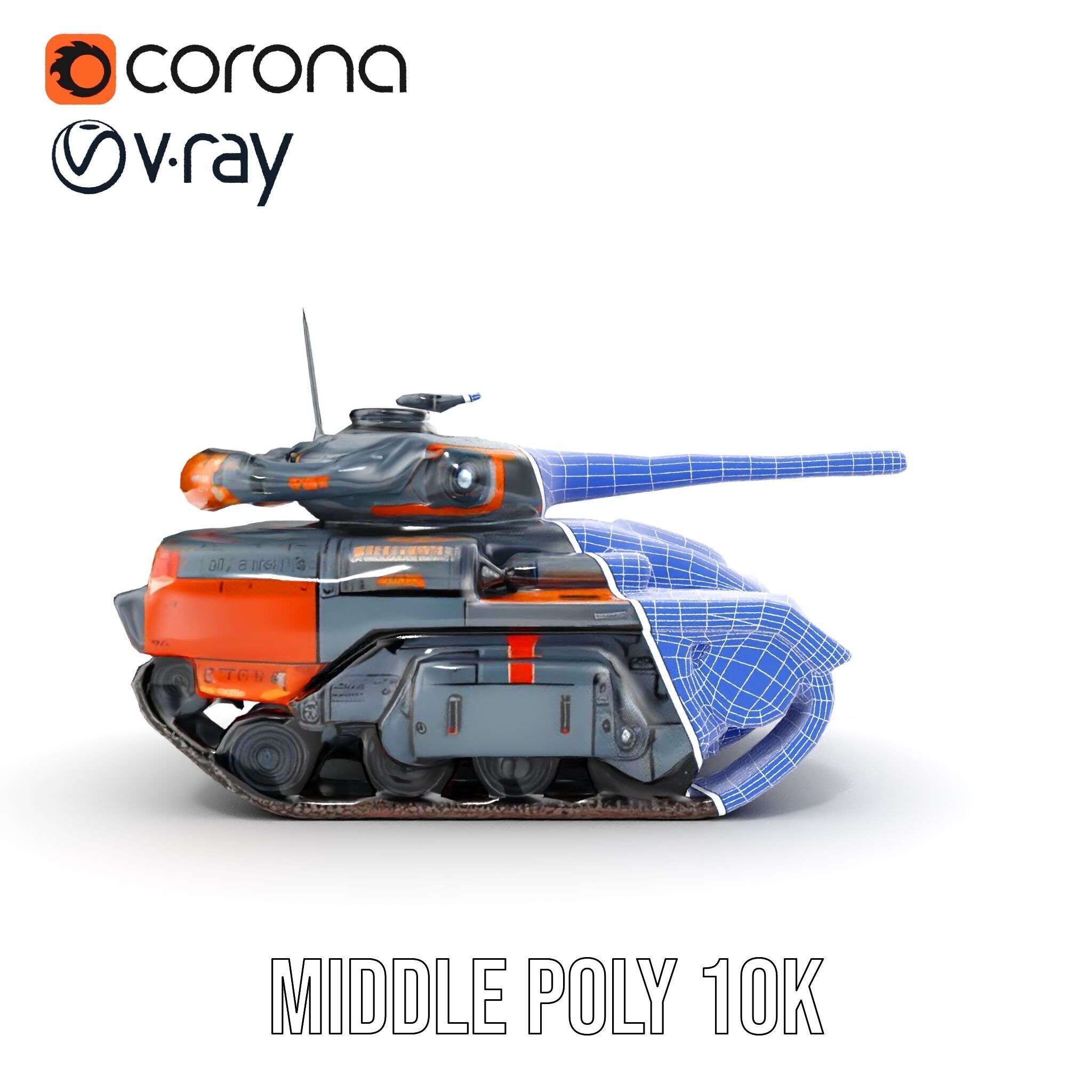 Futuristic Tank Model Pack with Advanced Textures and Detail Low-poly 3D model_24