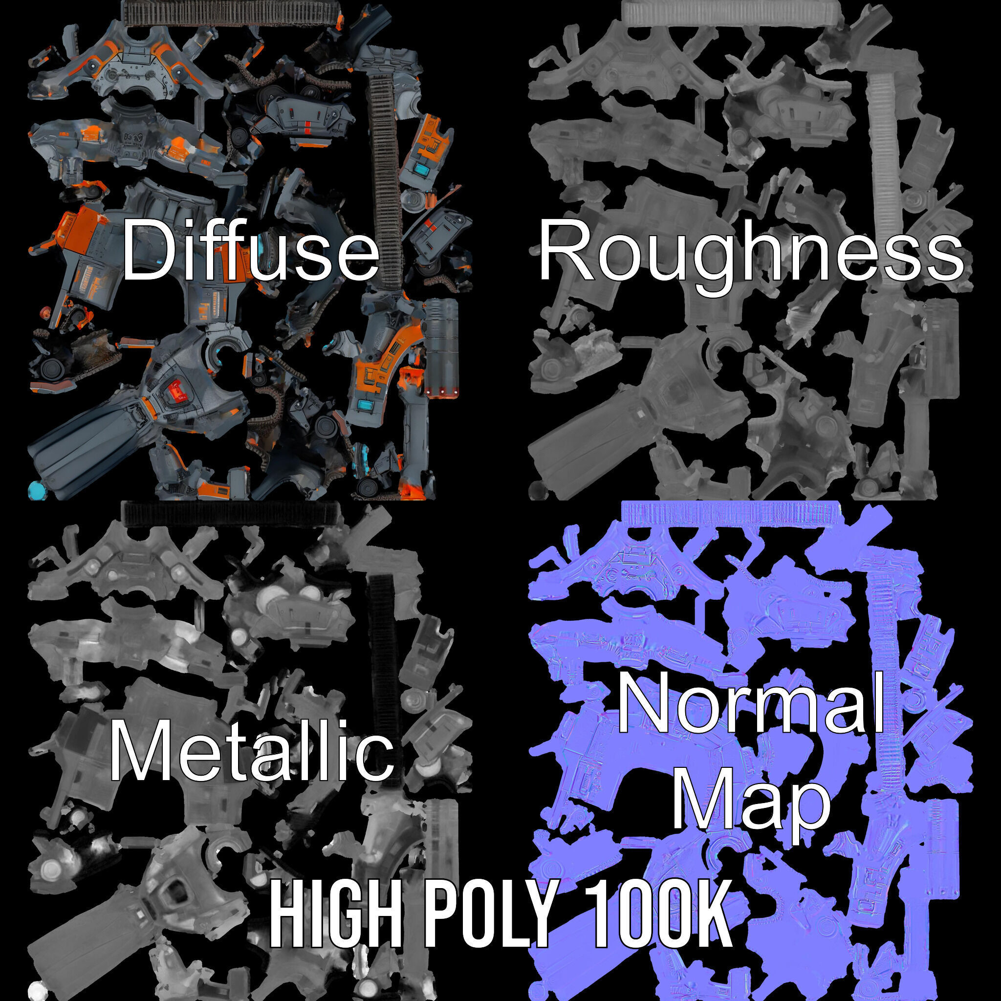 Futuristic Tank Model Pack with Advanced Textures and Detail Low-poly 3D model_4