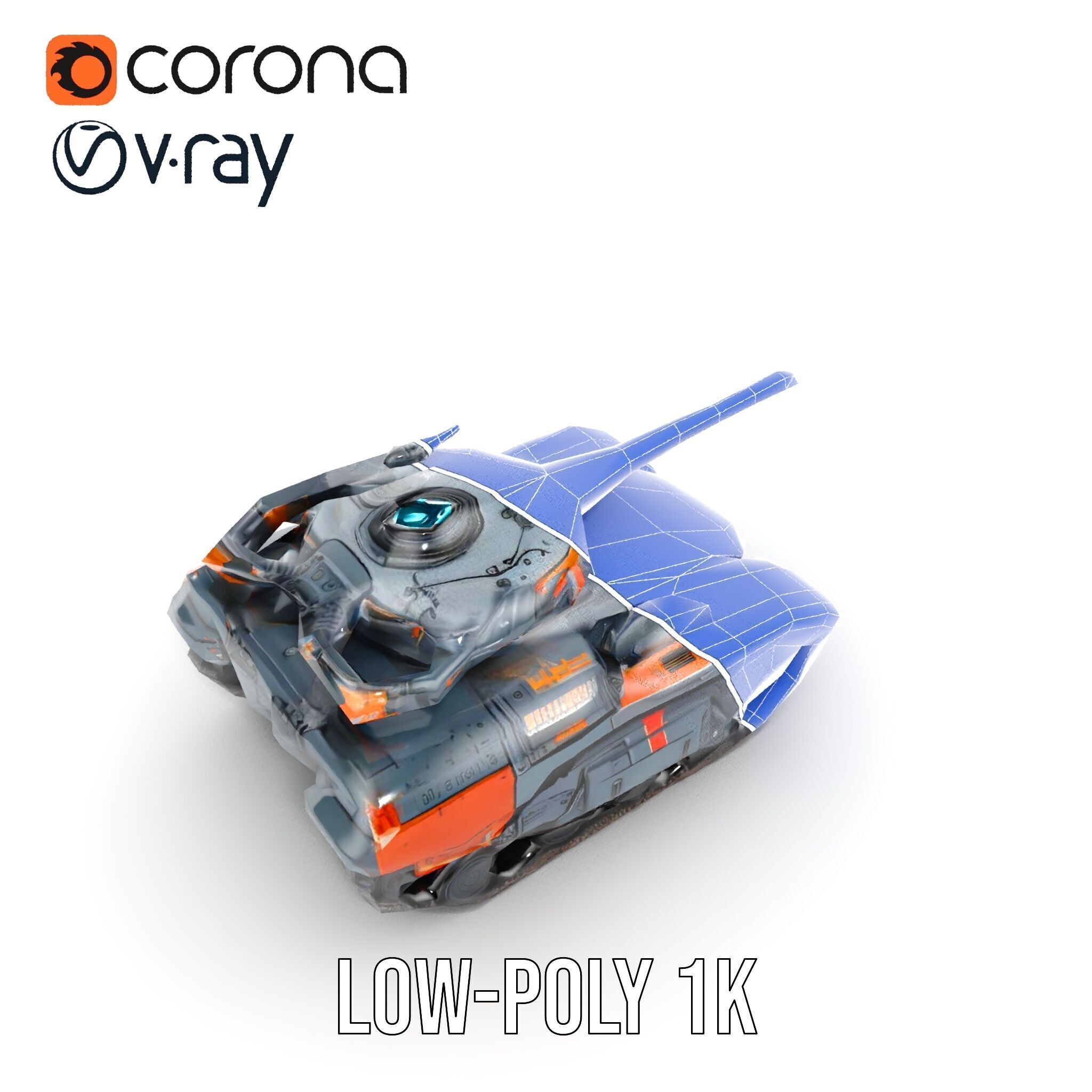 Futuristic Tank Model Pack with Advanced Textures and Detail Low-poly 3D model_11