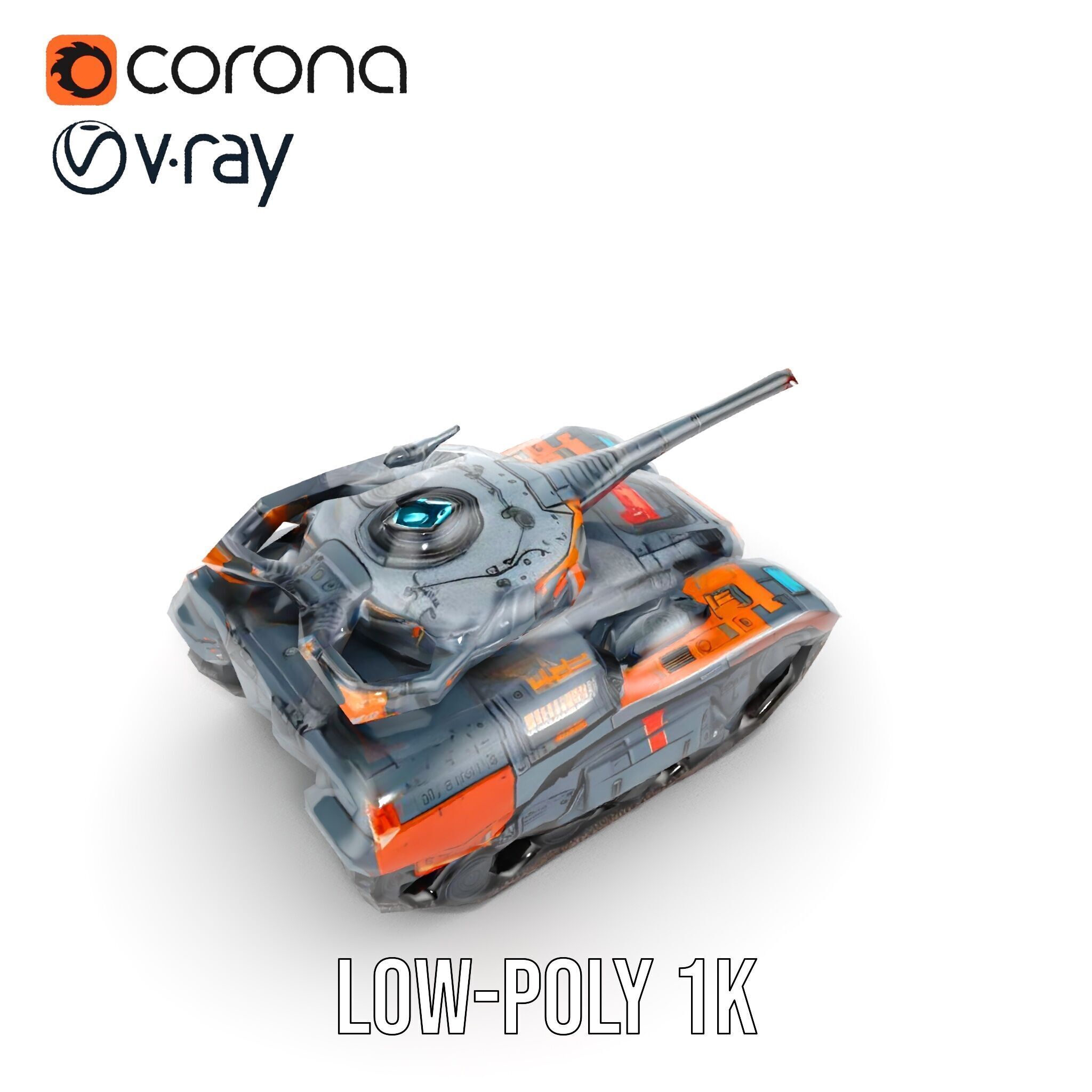 Futuristic Tank Model Pack with Advanced Textures and Detail Low-poly 3D model_19