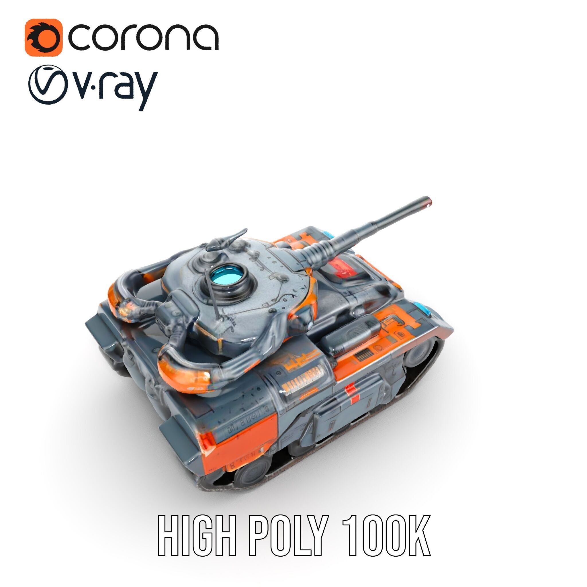 Futuristic Tank Model Pack with Advanced Textures and Detail Low-poly 3D model_31