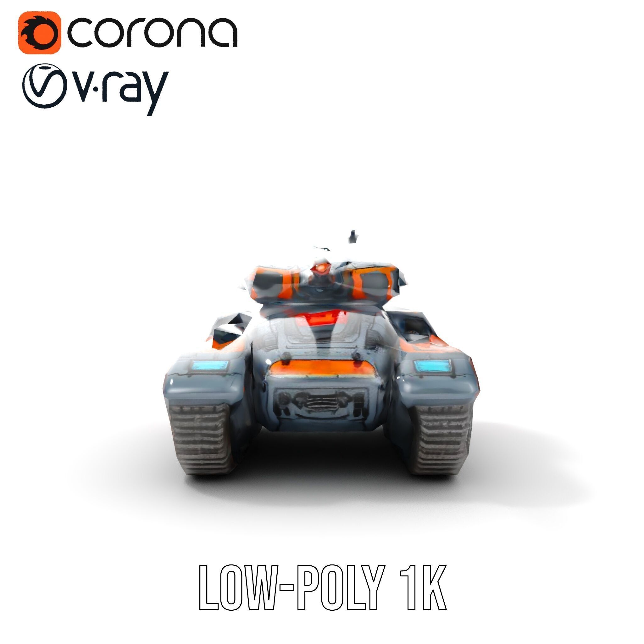 Futuristic Tank Model Pack with Advanced Textures and Detail Low-poly 3D model_8