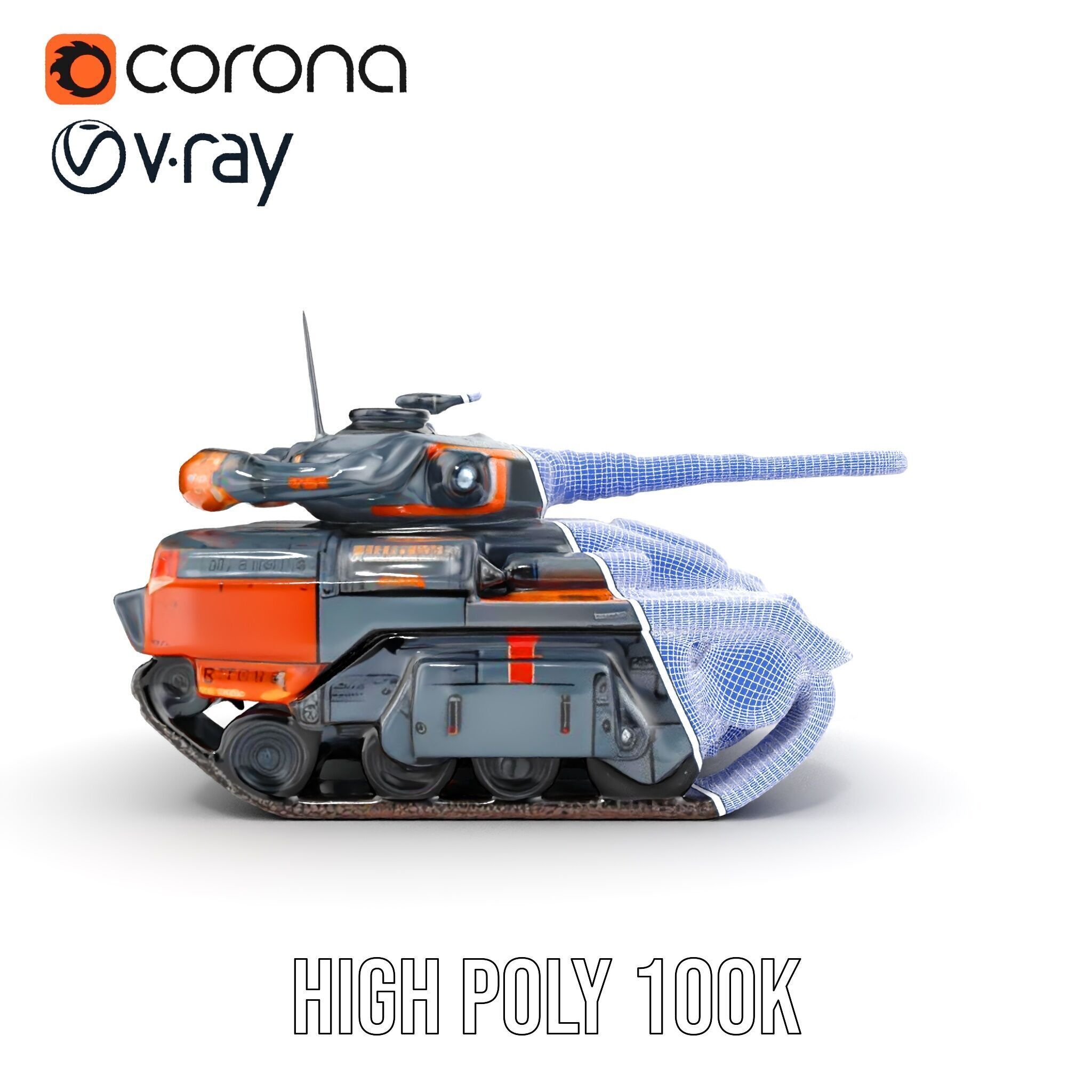 Futuristic Tank Model Pack with Advanced Textures and Detail Low-poly 3D model_39