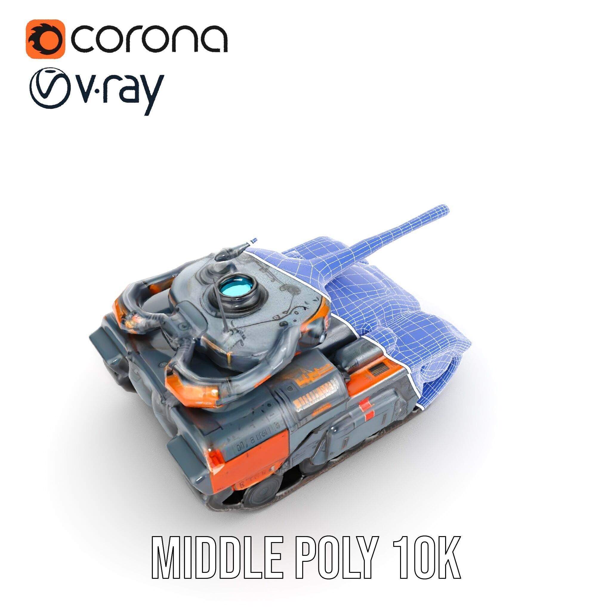 Futuristic Tank Model Pack with Advanced Textures and Detail Low-poly 3D model_32